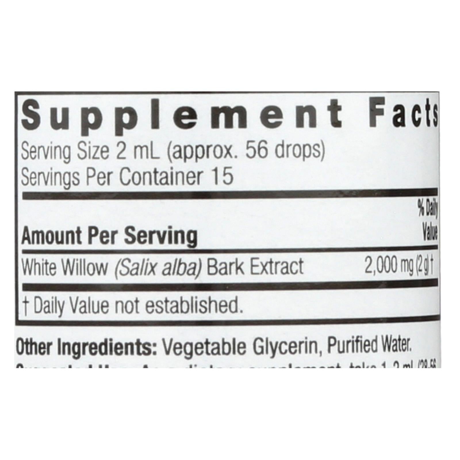 natures answer white willow bark alcohol free 1 fl oz