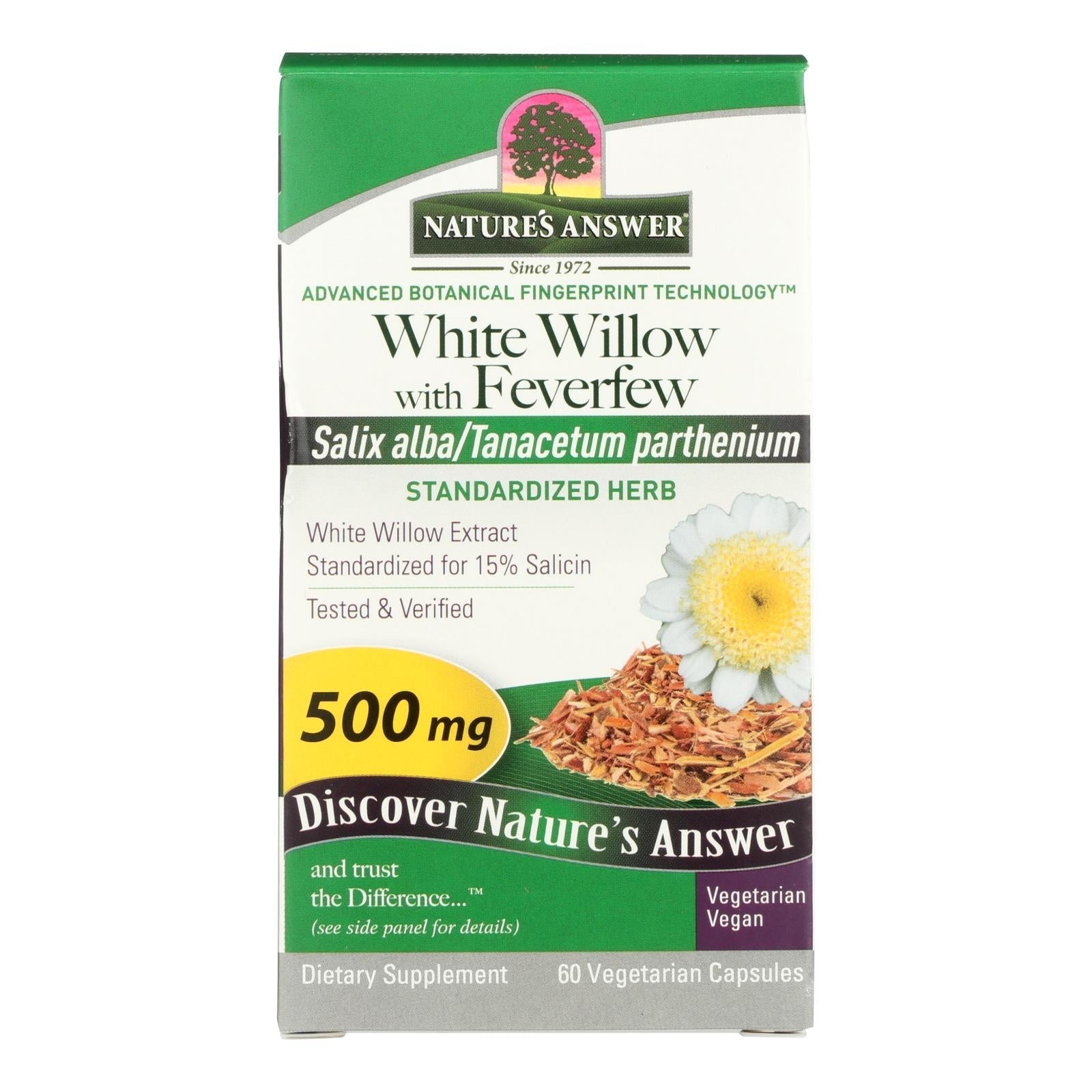 natures answer white willow with feverfew 60 vcaps