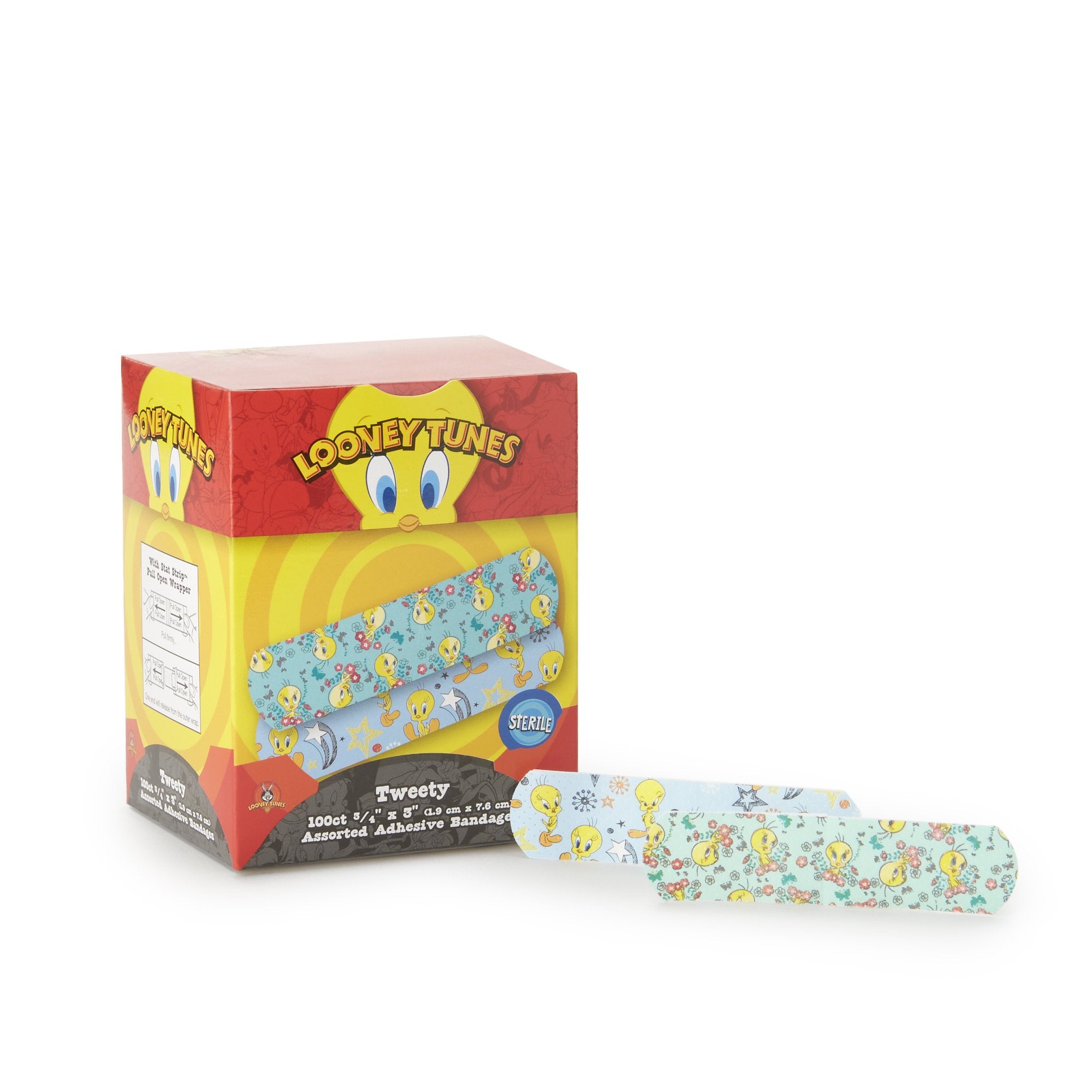 Adhesive Strip Looney Tunes Stat Strip 3/4 X 3 Inch Plastic Rectangle Kid Design (Tweety) Sterile