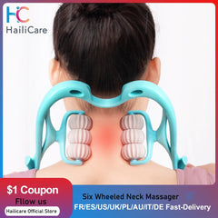 Neck Massager Therapy Neck and Shoulder Dual Trigger Point Roller Self Massage Tool Relieve Hand Pressure Deep Pressure Massage