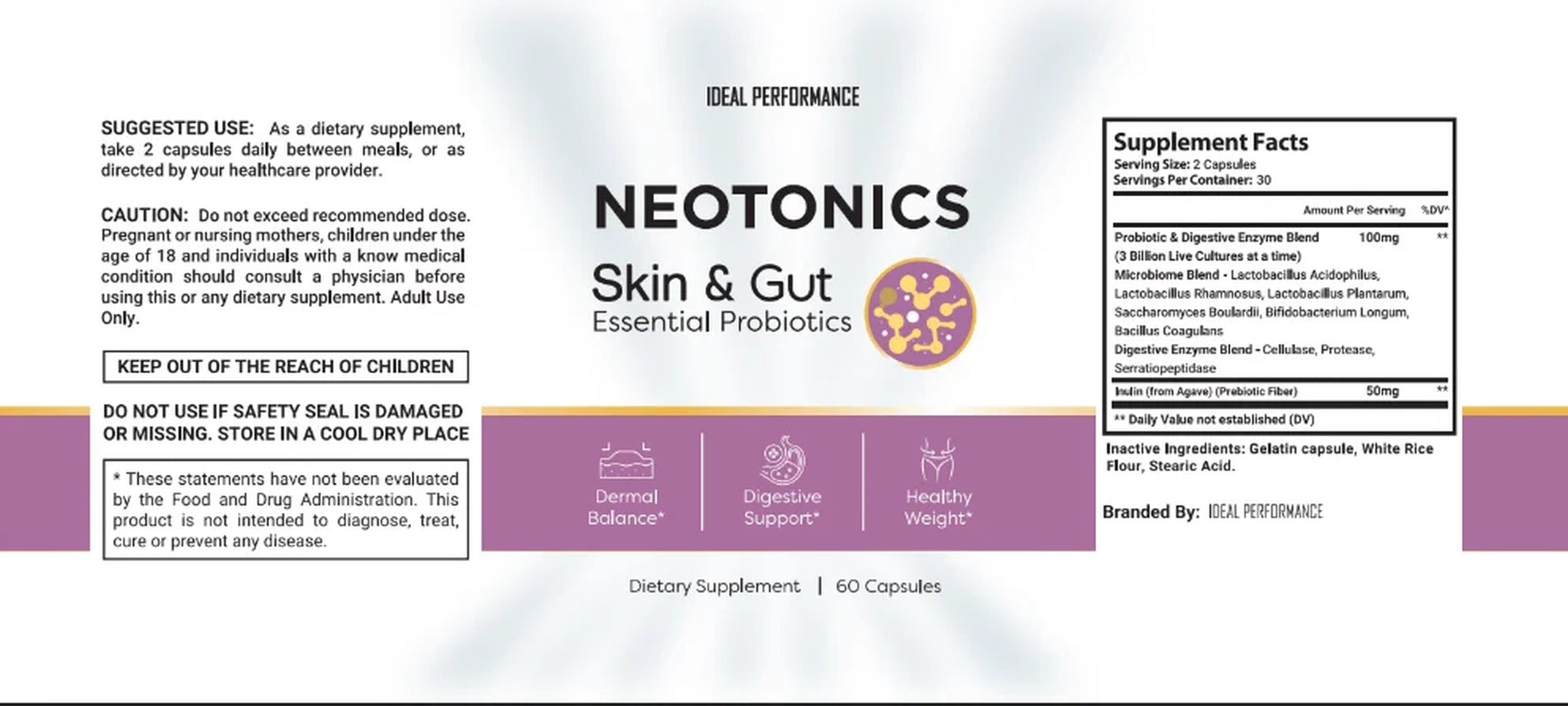 Neotonics Skin & Gut   Official   Neotonics Advanced Formula Skincare Supplement Reviews Neo Tonics Capsules Skin and Gut Health, 3 Pack
