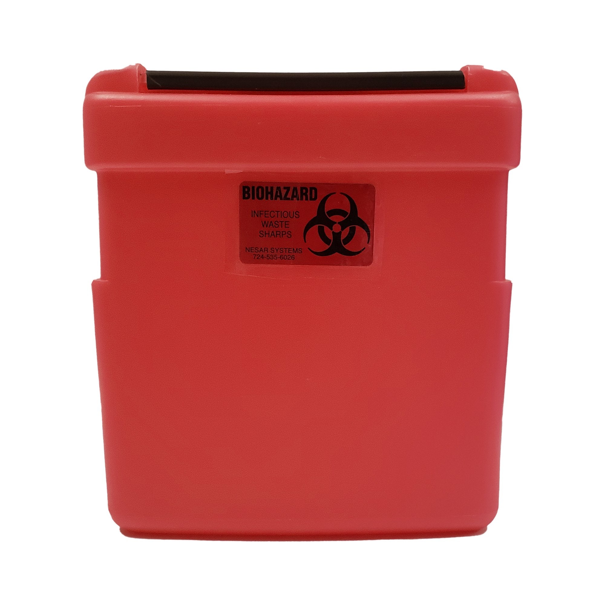 Replacement Radioactive Sharps Container Nesar Systems Red Base 8 1/2 L X 4 D X 9 H Inch Horizontal Entry 1 Gallon