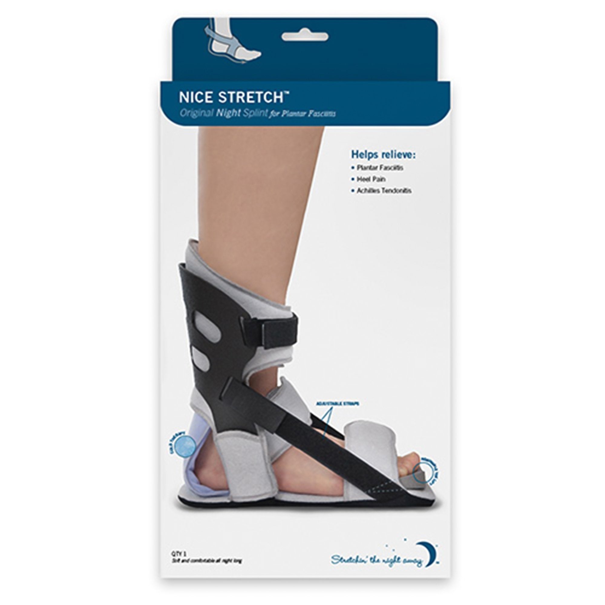 Plantar Fasciitis Night Splint with Ice Pack Nice Stretch Original with Polar Ice Large Buckle / Hook and Loop Closure Male 9 to 11 / Female 10 to 12 Left or Right Foot