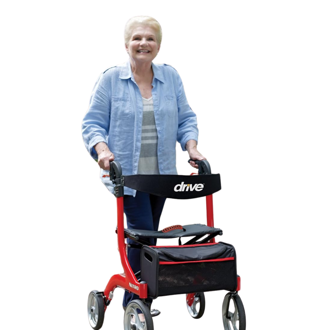 nitro aluminum rollator red tall height w 10 casters