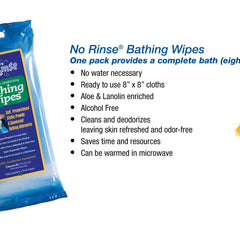 No Rinse Bathing Wipes Retail Package Pk/8 All Care Store