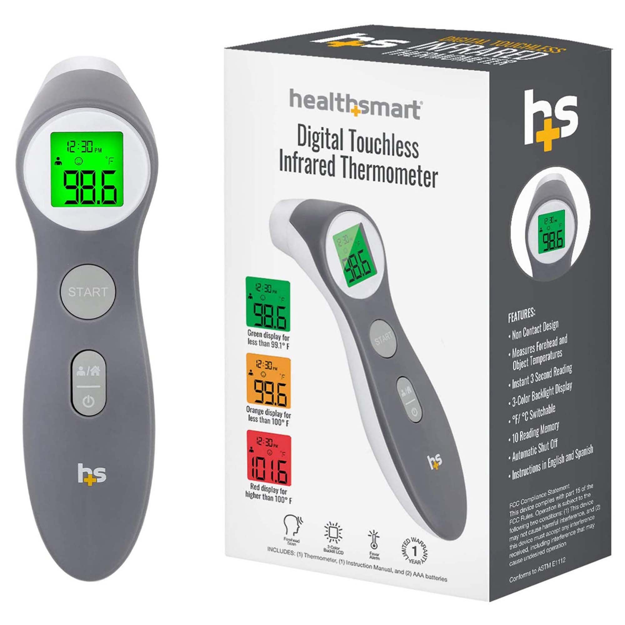 Non Contact Skin Surface Thermometer HealthSmart Infrared Skin Probe Handheld