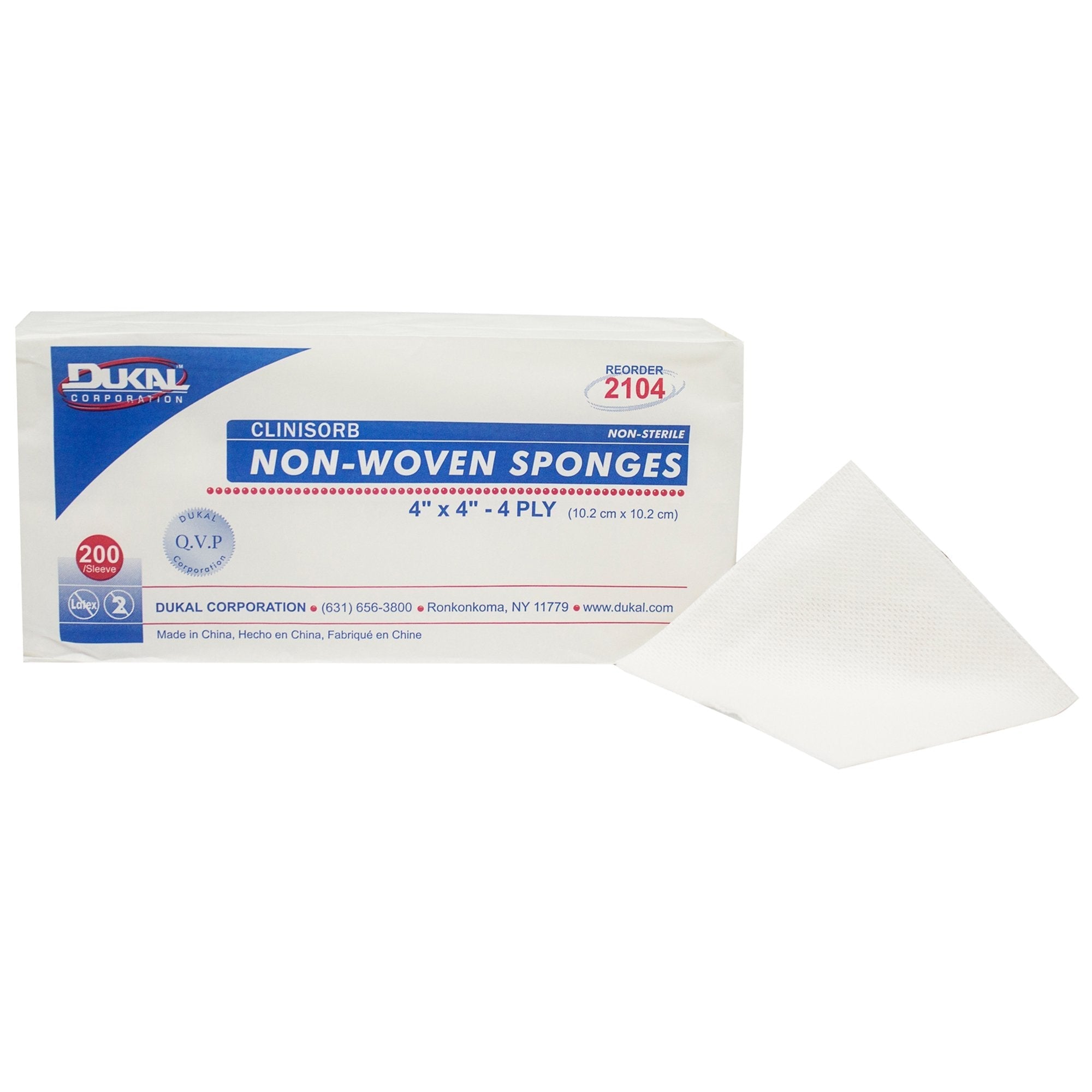 Nonwoven Sponge Clinisorb 4 X 4 Inch 4 Ply NonSterile 200 per Pack