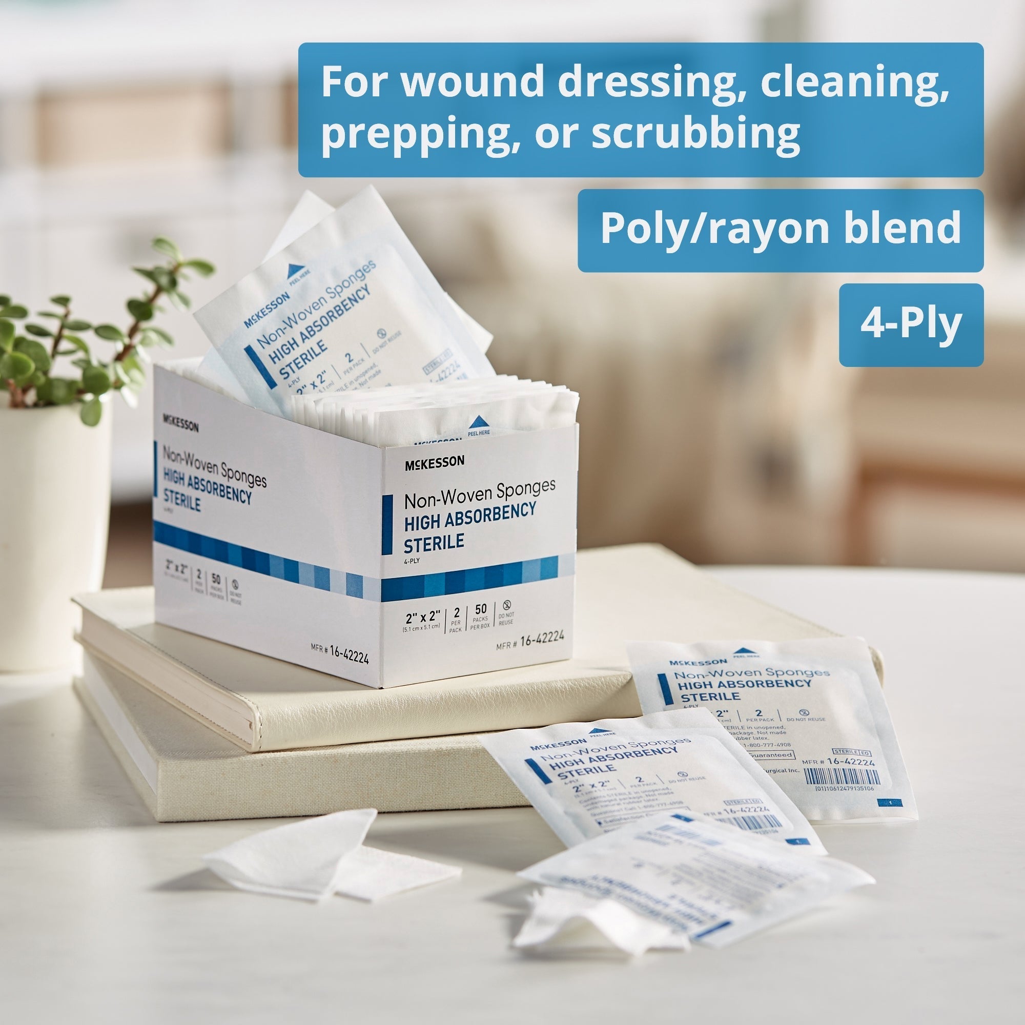 nonwoven sponge mckesson 2 x 2 inch 4 ply sterile 2 per pack packaging type box