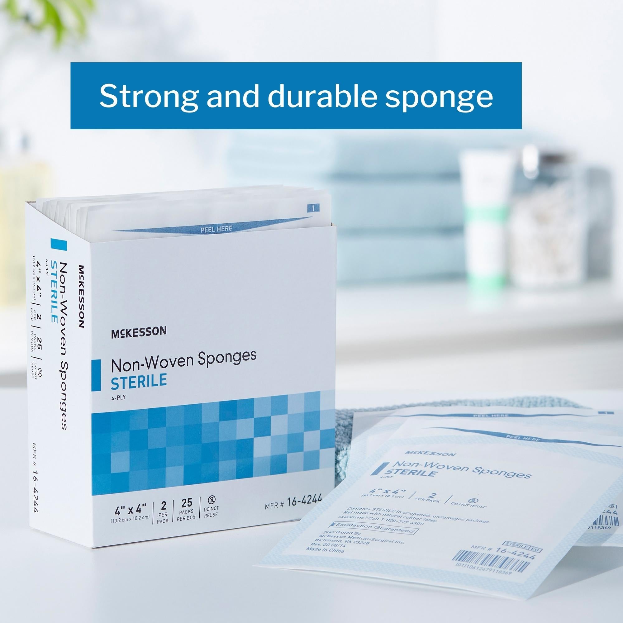nonwoven sponge mckesson 4 x 4 inch 4 ply sterile 2 per pack packaging type box