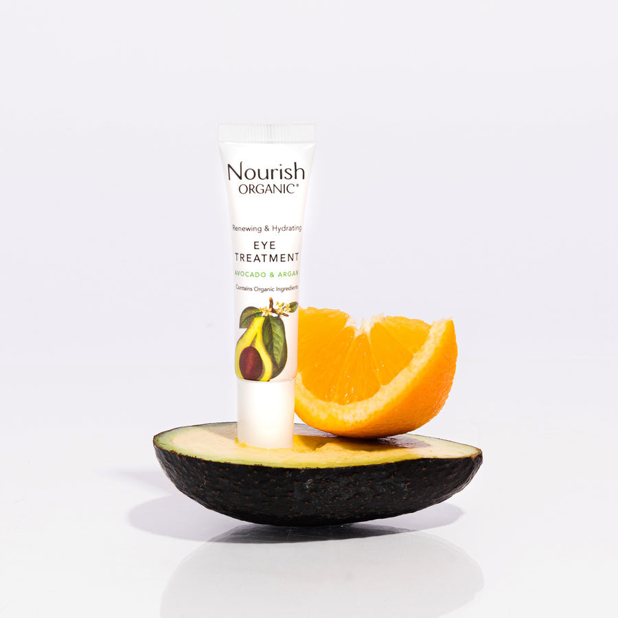 nourish organic eye treatment cream renewing and cooling avocado and argan oil 5 oz