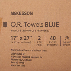 o r towel mckesson 17 w x 27 l inch blue sterile packaging type each
