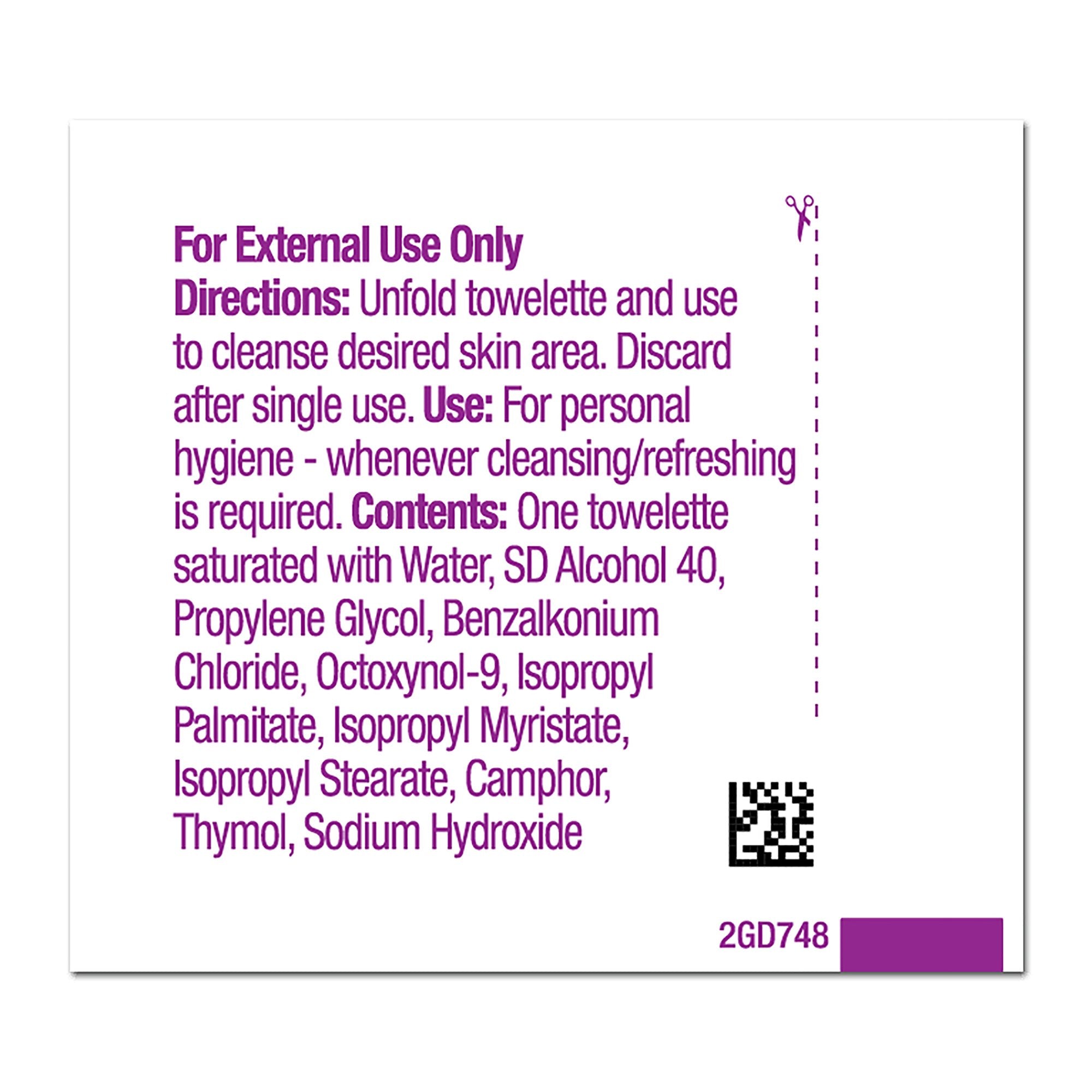 obstetrical cleansing towelette hygea individual packet scented 100 count packaging type box