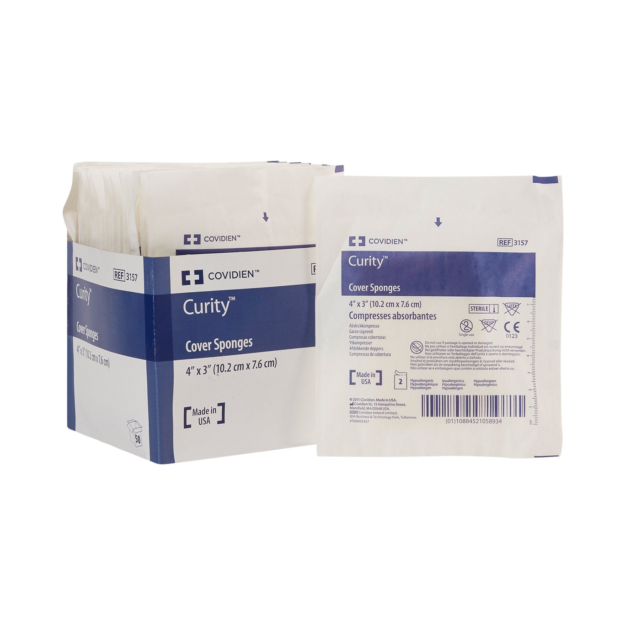 Cellulose Filled Nonwoven Sponge Curity 3 X 4 Inch 4-Ply Sterile 2 per Pack