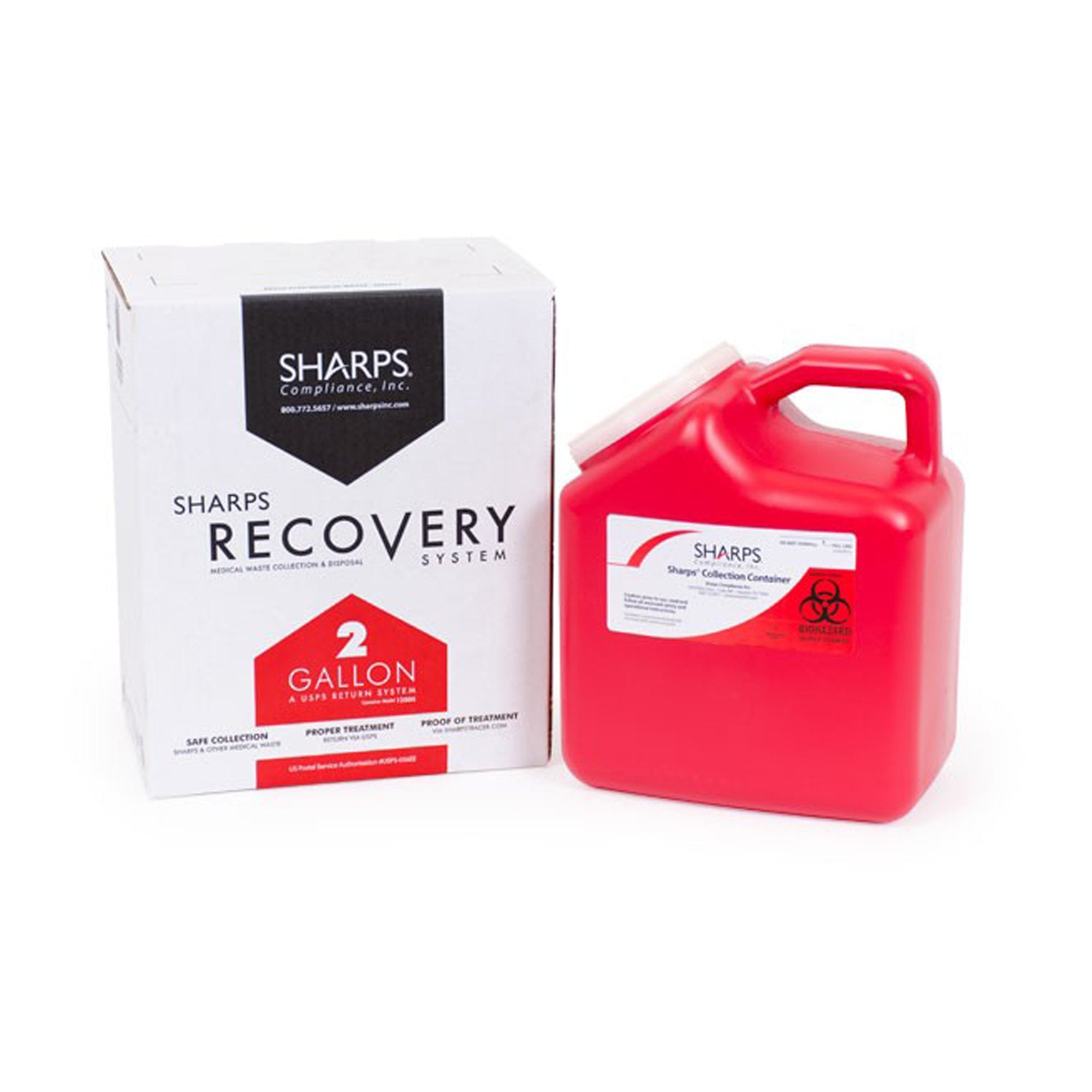 Mailback Sharps Container The Sharps Disposal By Mail System PRO-TEC Red Base 11 H X 6 W X 9 L Inch Vertical Entry 2 Gallon