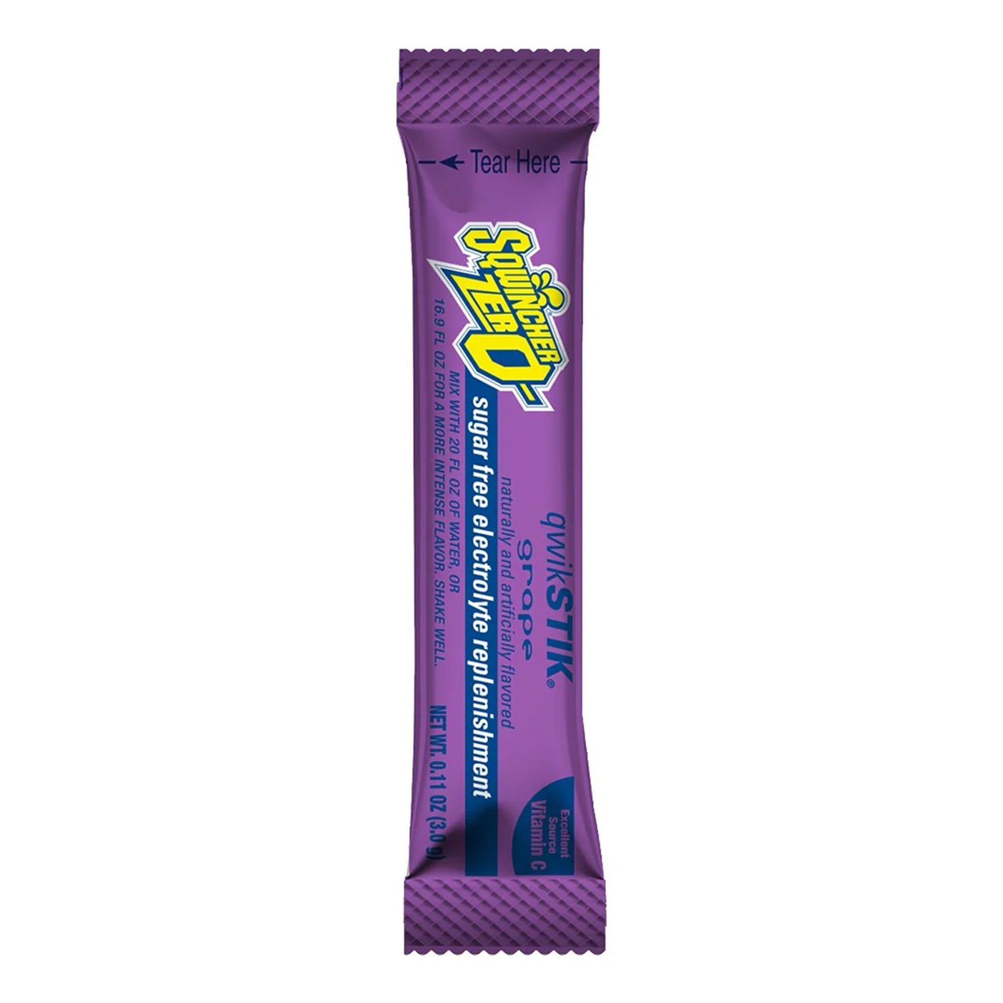 Oral Electrolyte Solution Sqwincher Quik Stik Zero Grape Flavor 0.11 oz. Electrolyte