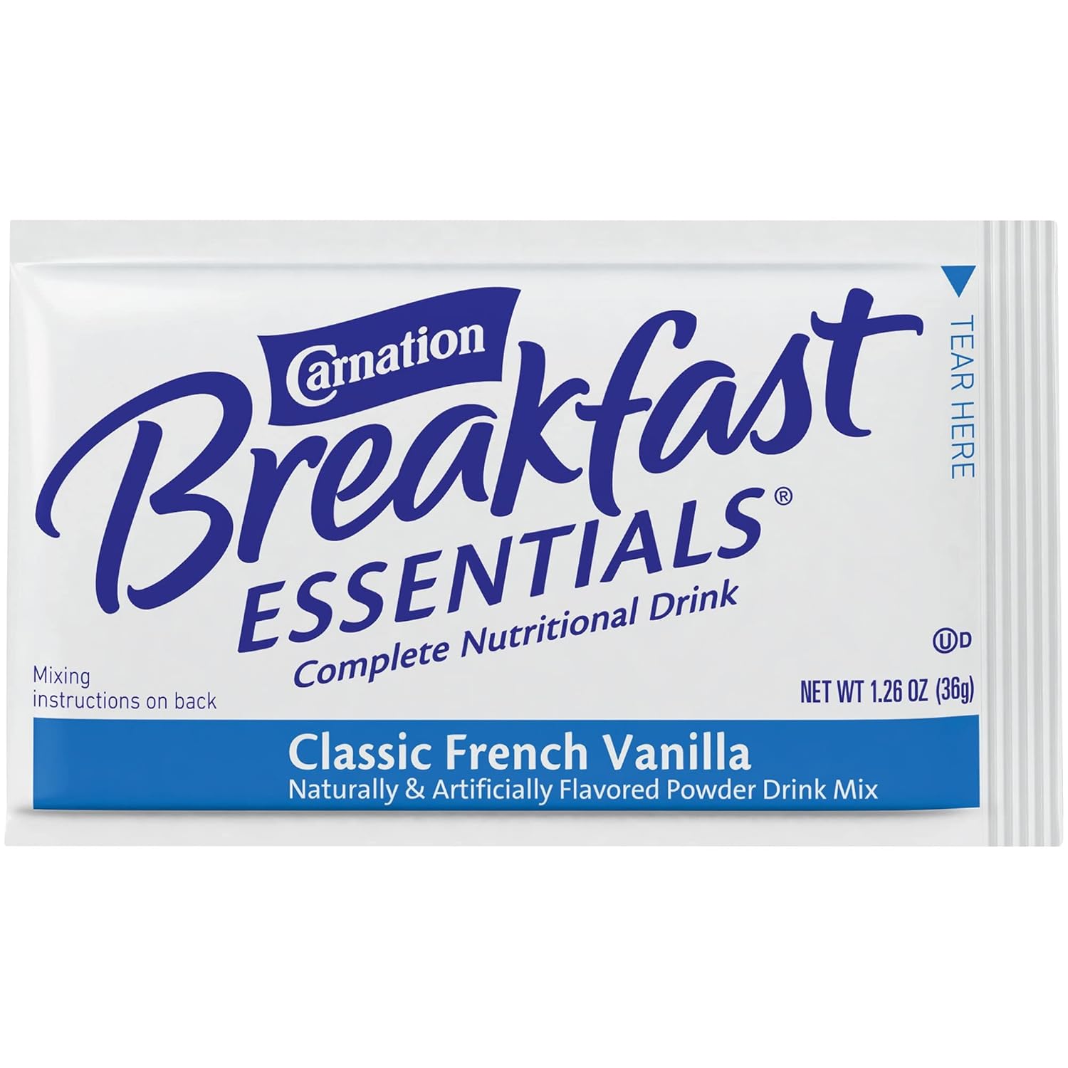 oral supplement carnation breakfast essentials french vanilla flavor powder 1 26 oz individual packet packaging type box