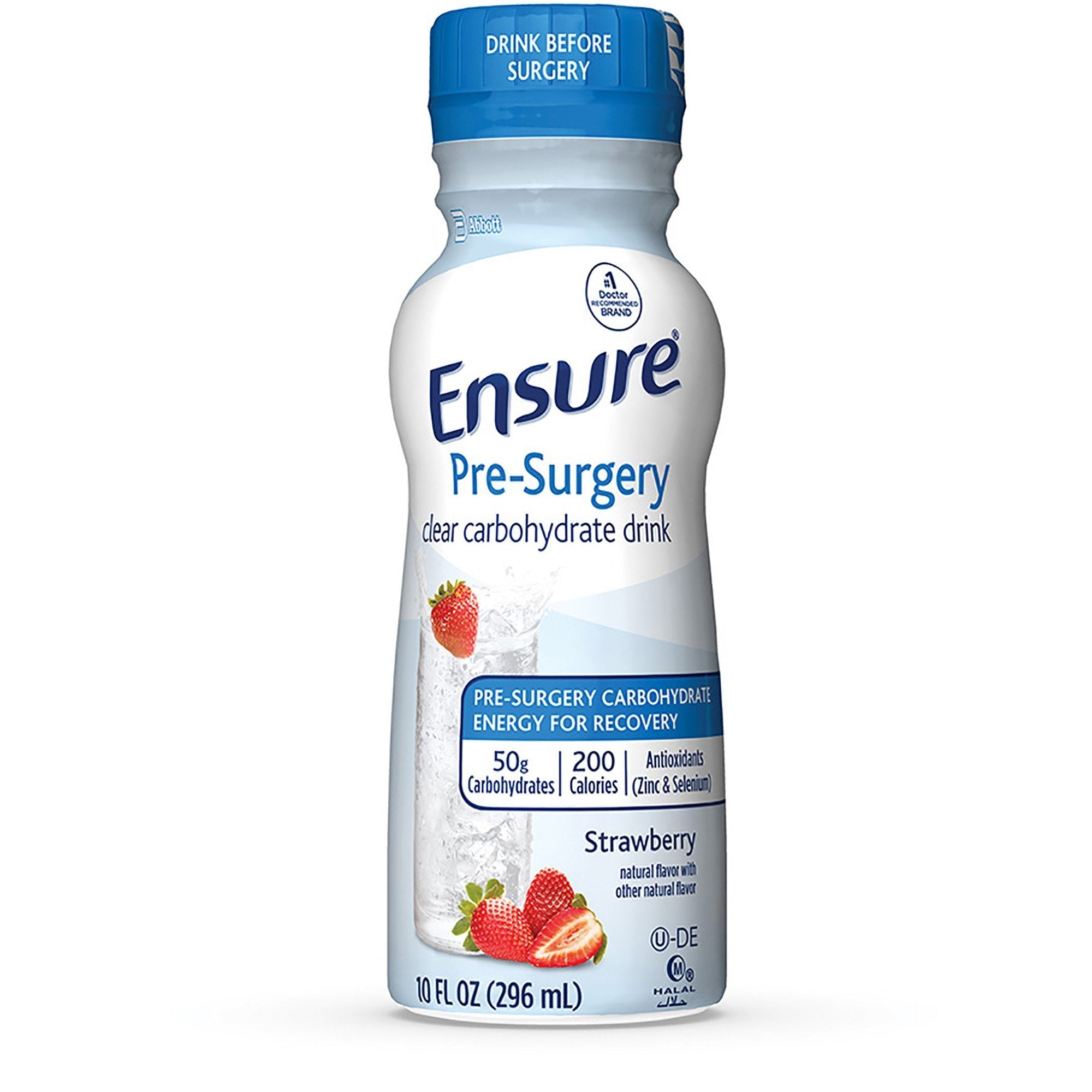 Oral Supplement Ensure Pre Surgery Clear Carbohydrate Drink Strawberry Flavor Liquid 10 oz. Bottle