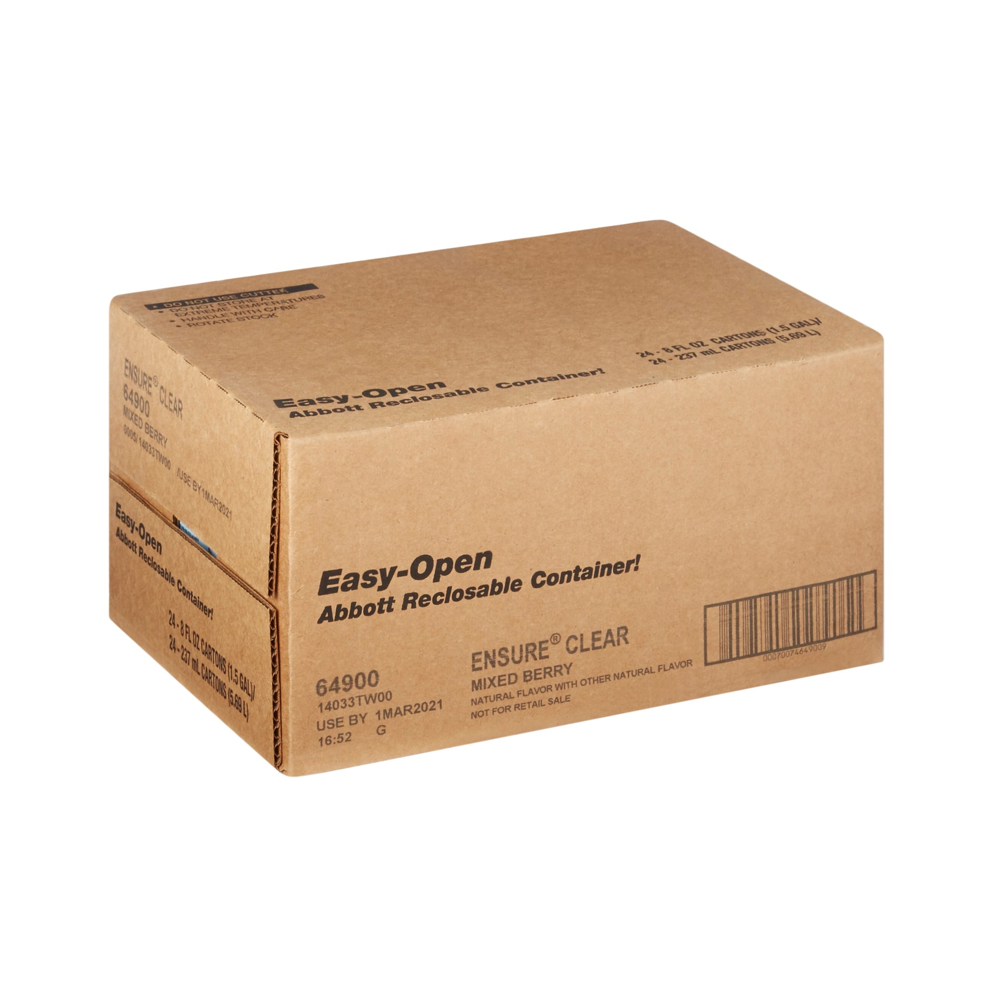 oral supplement ensure® clear therapeutic nutrition mixed berry flavor liquid 8 oz reclosable carton
