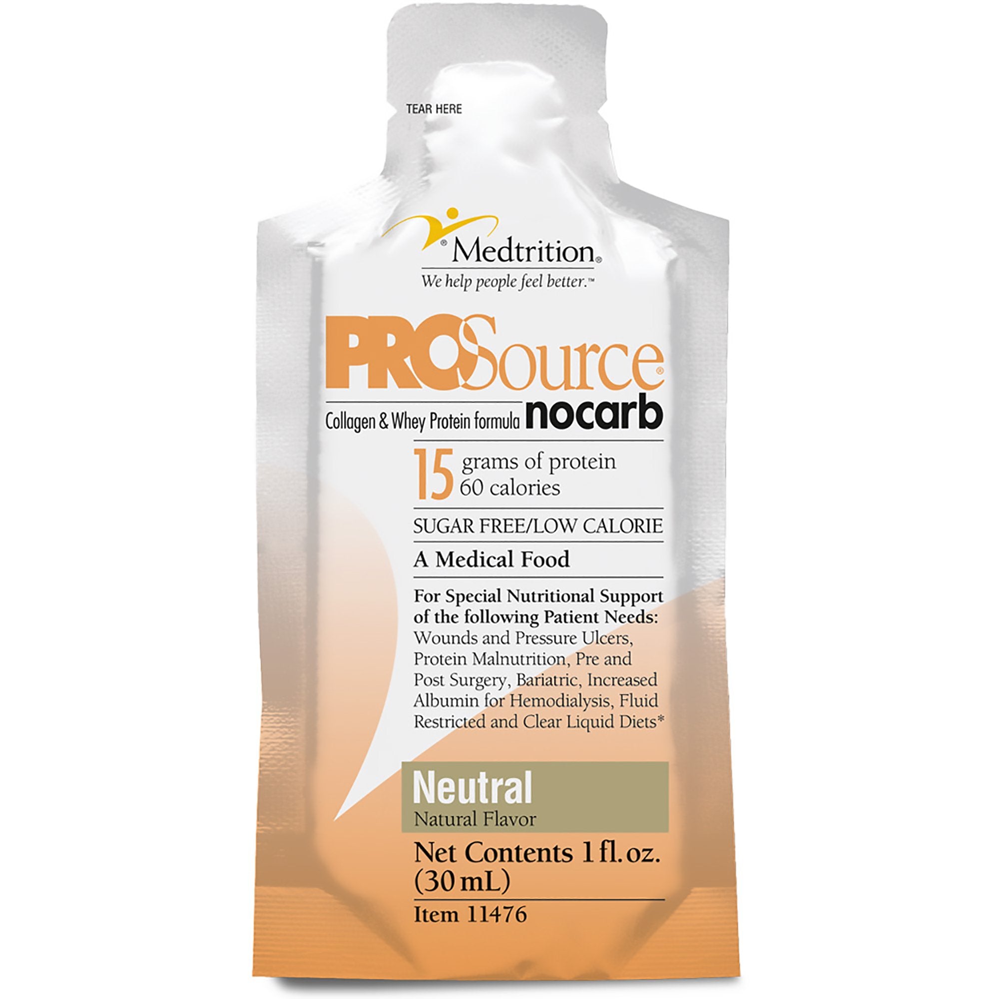 Oral Supplement ProSource NoCarb Neutral Flavor Liquid 1 oz. Pouch