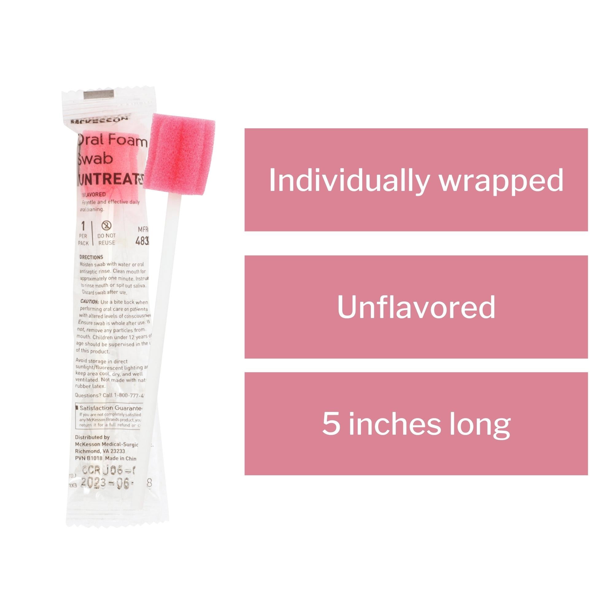 oral swab mckesson untreated foam tip 1 per pack packaging type box