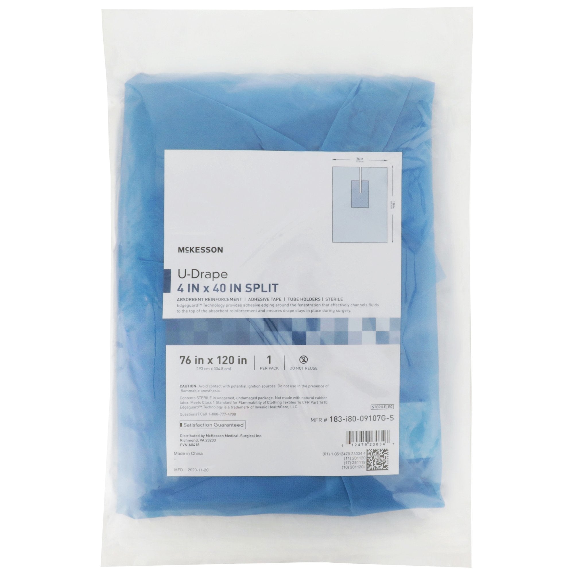 Orthopedic Drape McKesson U Drape with Split 76 W X 120 L Inch Sterile