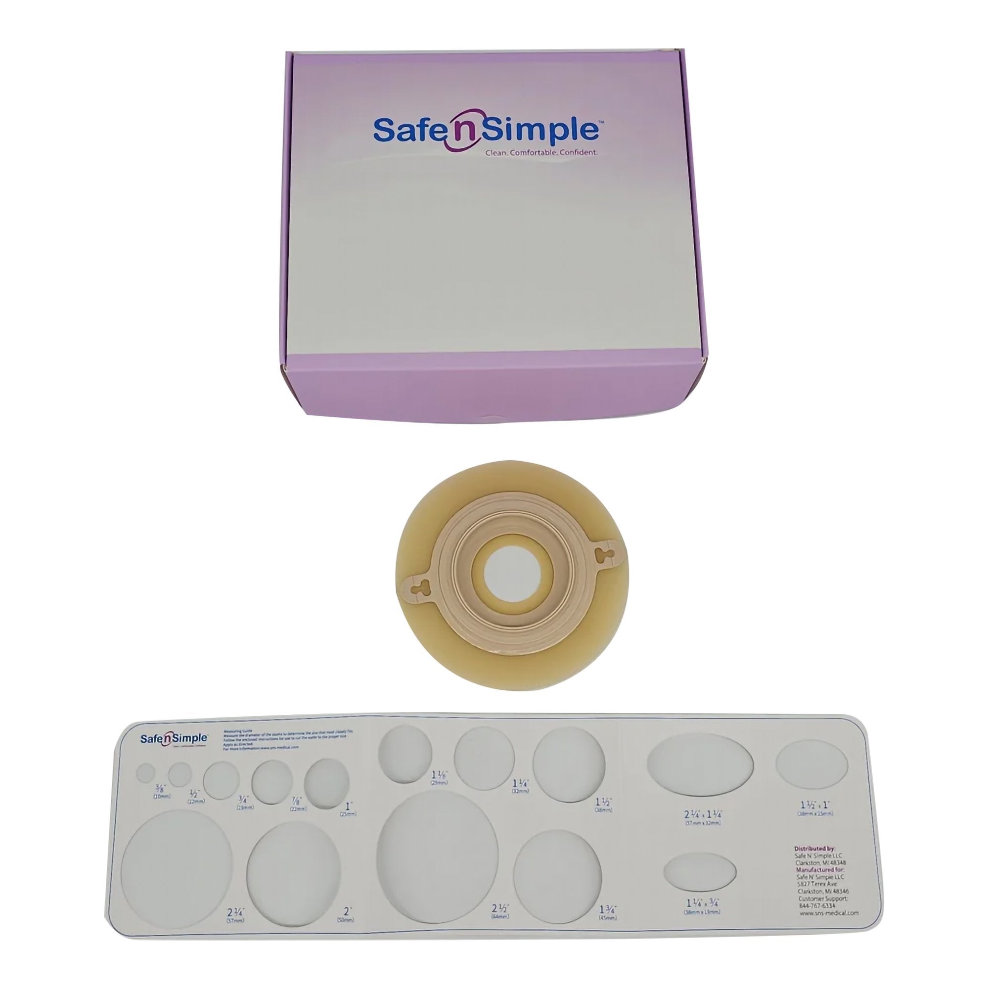 Ostomy Barrier Precut, Extended Wear Adhesive Tape Collar 57 mm Flange Red Code System 1 1/4 Inch Opening 5 X 5 Inch