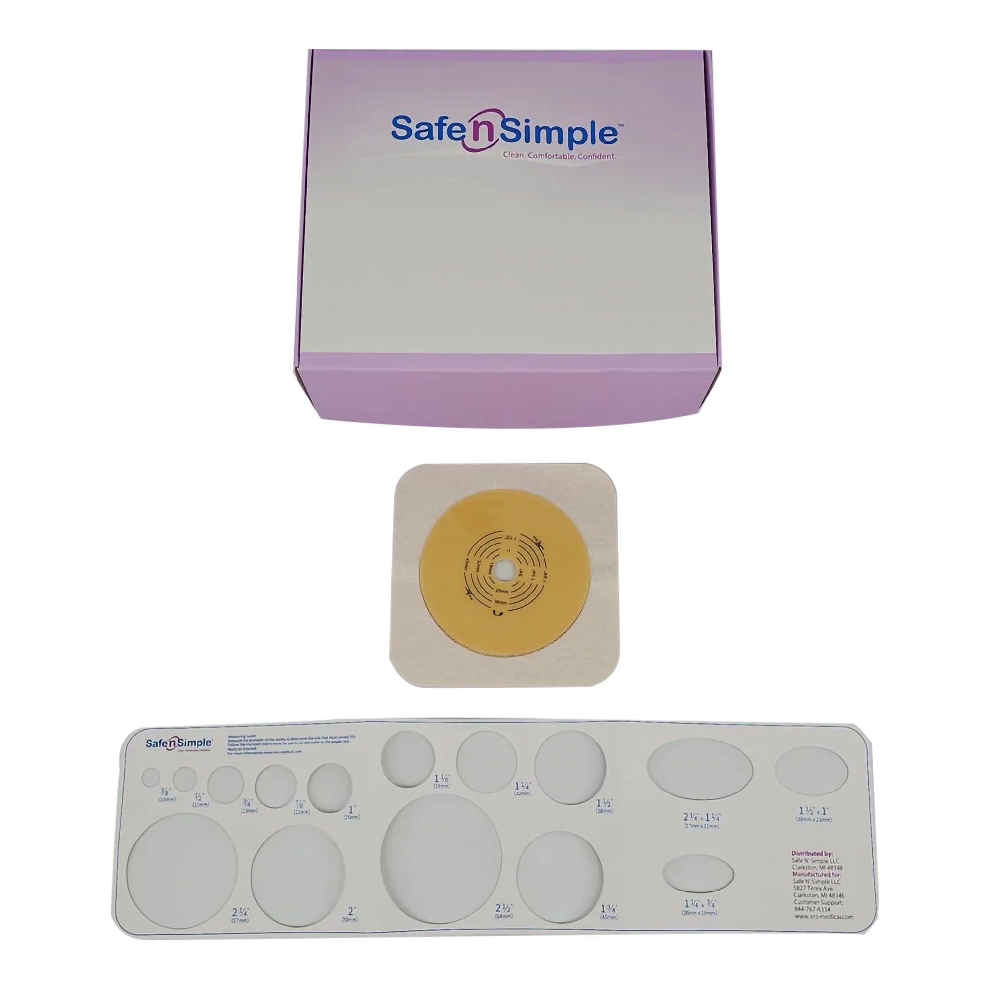 Ostomy Barrier Safe n Simple Trim to Fit, Standard Wear Flexible Tape 57 mm Flange Up to 1 3/4 Inch Opening 5 X 5 Inch
