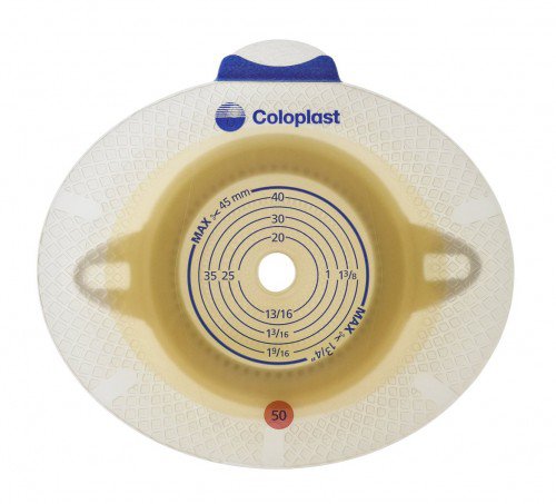 Ostomy Barrier SenSura Click Precut, Extended Wear Double Layer Adhesive 40 mm Flange Green Code System 1 Inch Opening