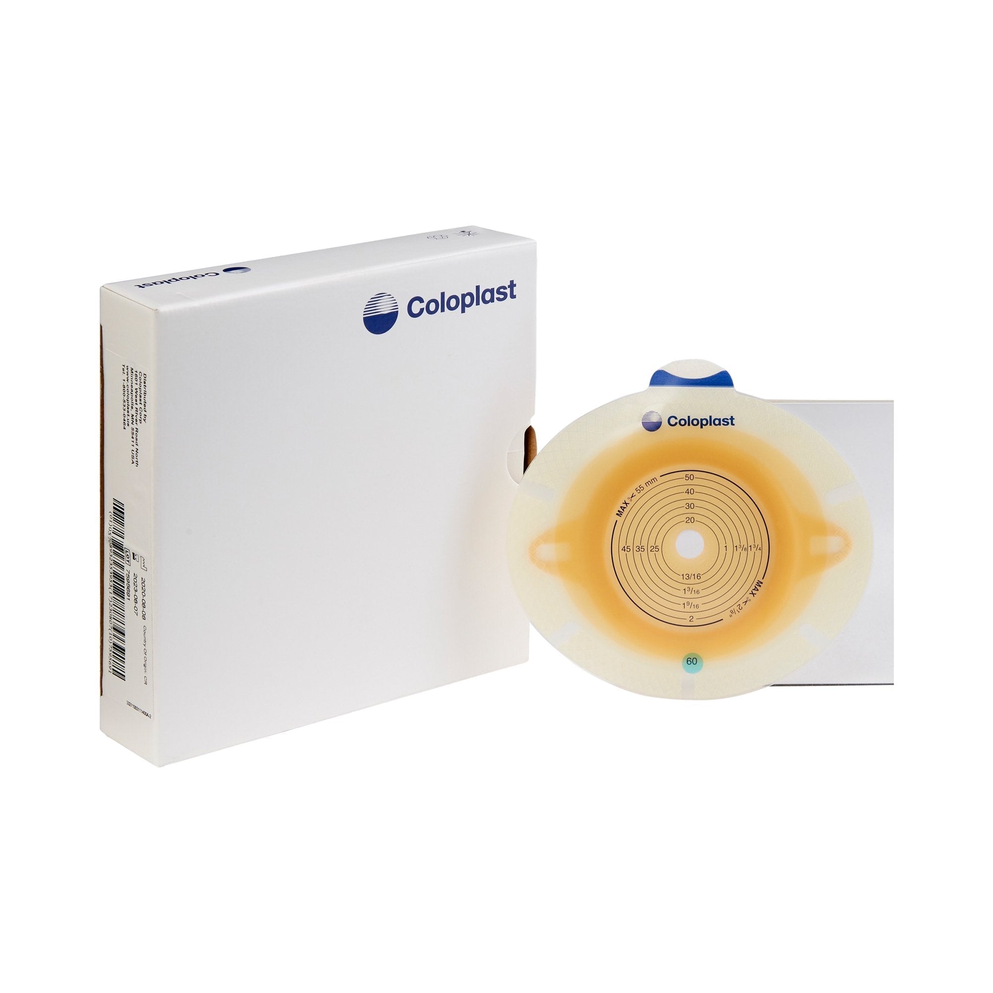 Ostomy Barrier SenSura Click Trim to Fit, Standard Wear Double Layer Adhesive 60 mm Flange Blue Code System 3/8 to 2 1/4 Inch Opening