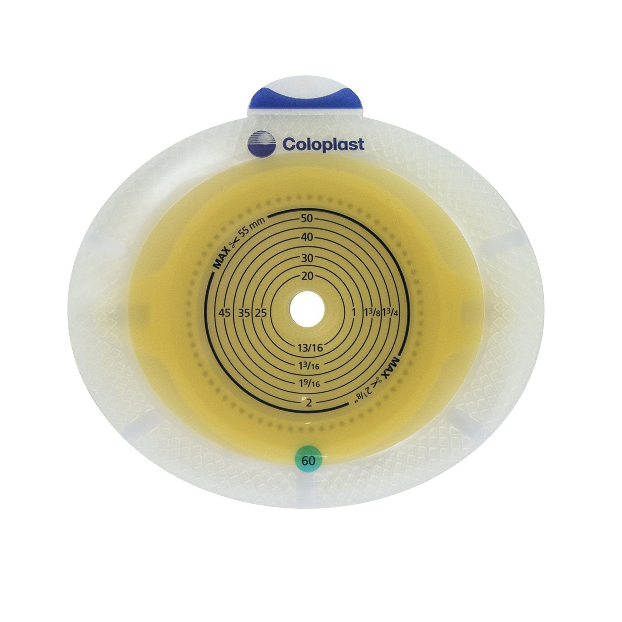 Ostomy Barrier SenSura Click Xpro Trim to Fit, Extended Wear Double Layer Adhesive 60 mm Flange Blue Code System 3/8 to 2 1/4 Inch Opening