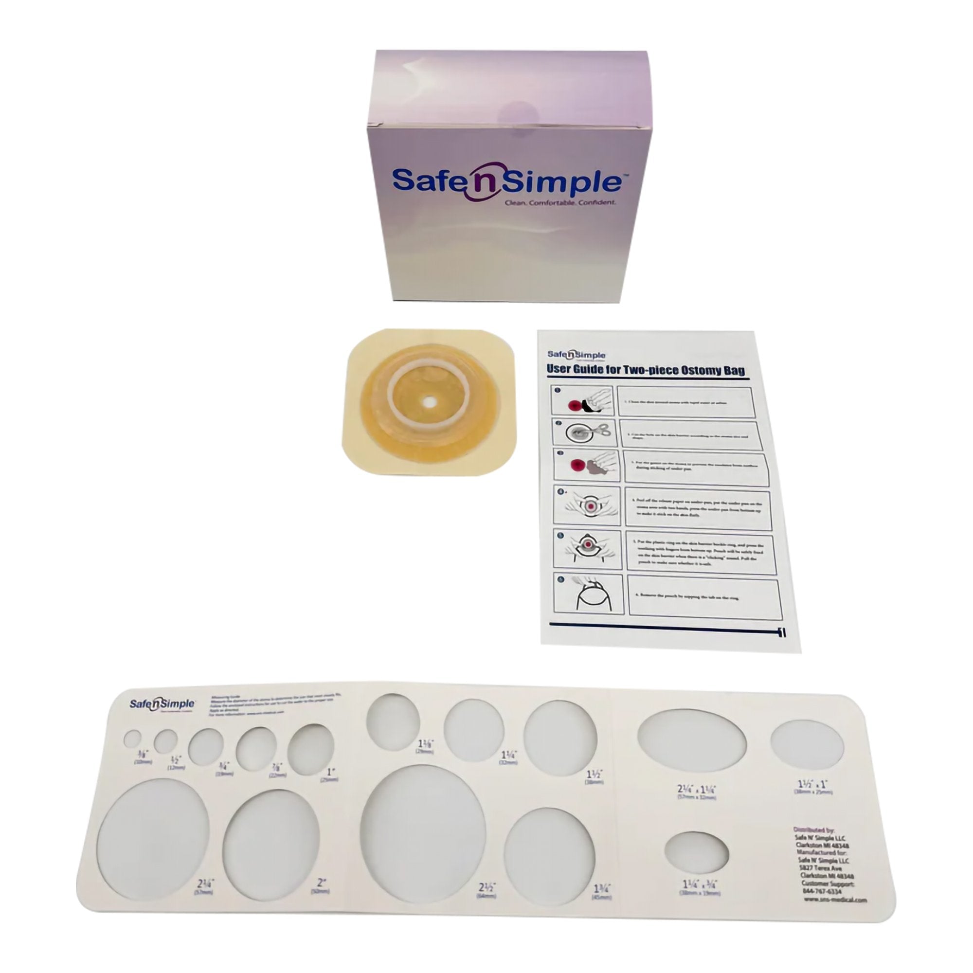Ostomy Barrier Trim to Fit, Extended Wear Adhesive Tape Collar 45 mm Flange Up to 1 1/4 Inch Opening 4 1/2 X 4 1/2 Inch