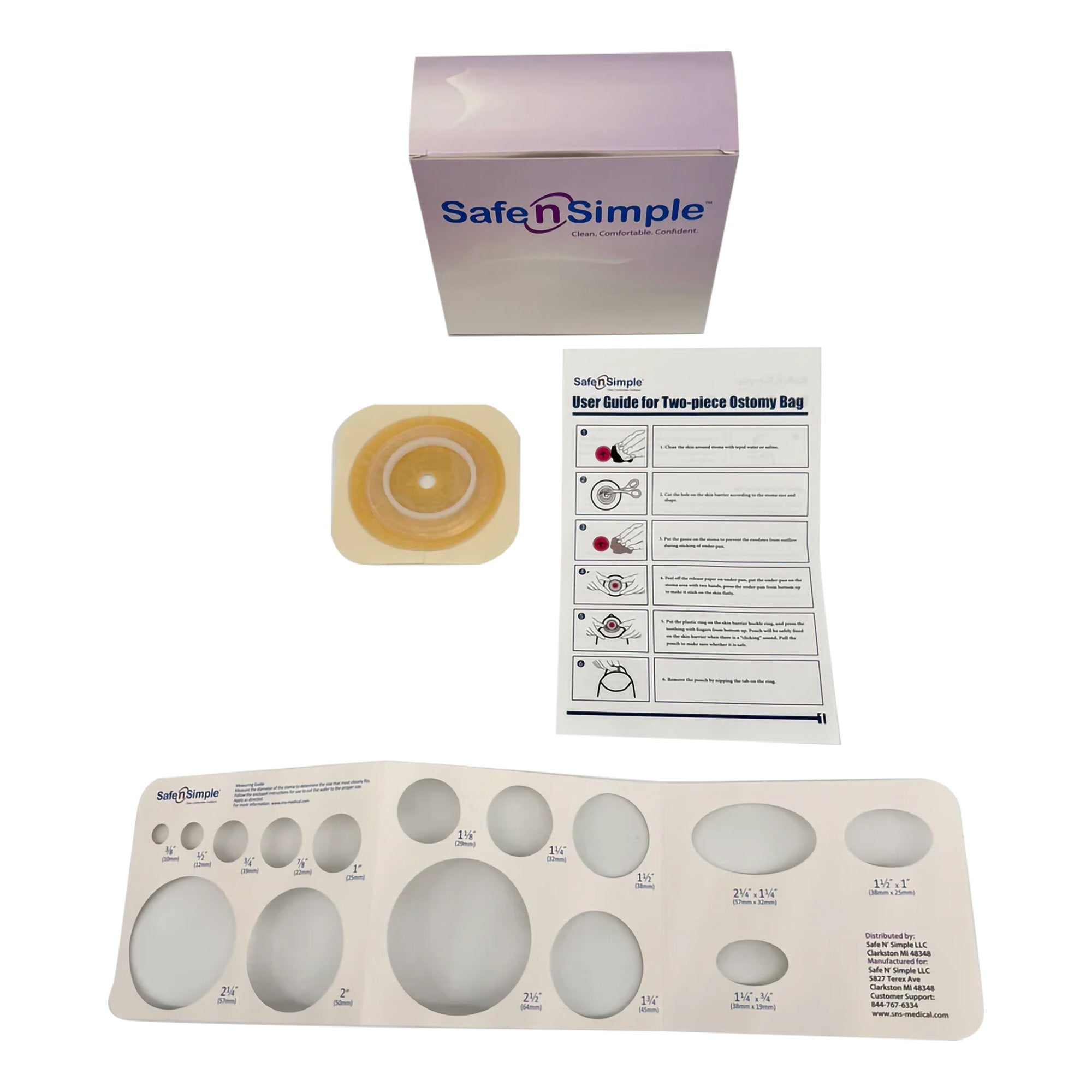 Ostomy Barrier Trim to Fit, Extended Wear Without Tape 45 mm Flange Hydrocolloid Up to 1 1/4 Inch Opening 4 X 4 Inch