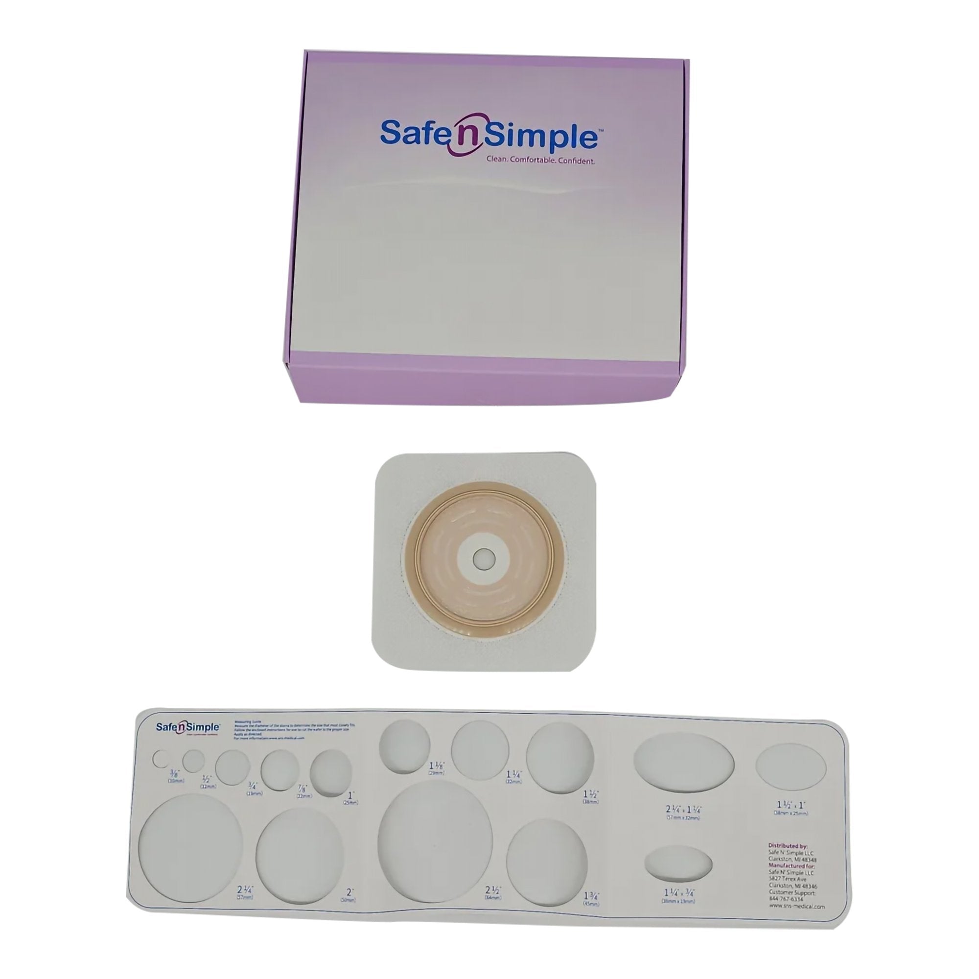 Ostomy Barrier Trim to Fit, Standard Wear Adhesive Tape Collar 70 mm Flange Up to 2 1/4 Inch Opening 5 X 5 Inch