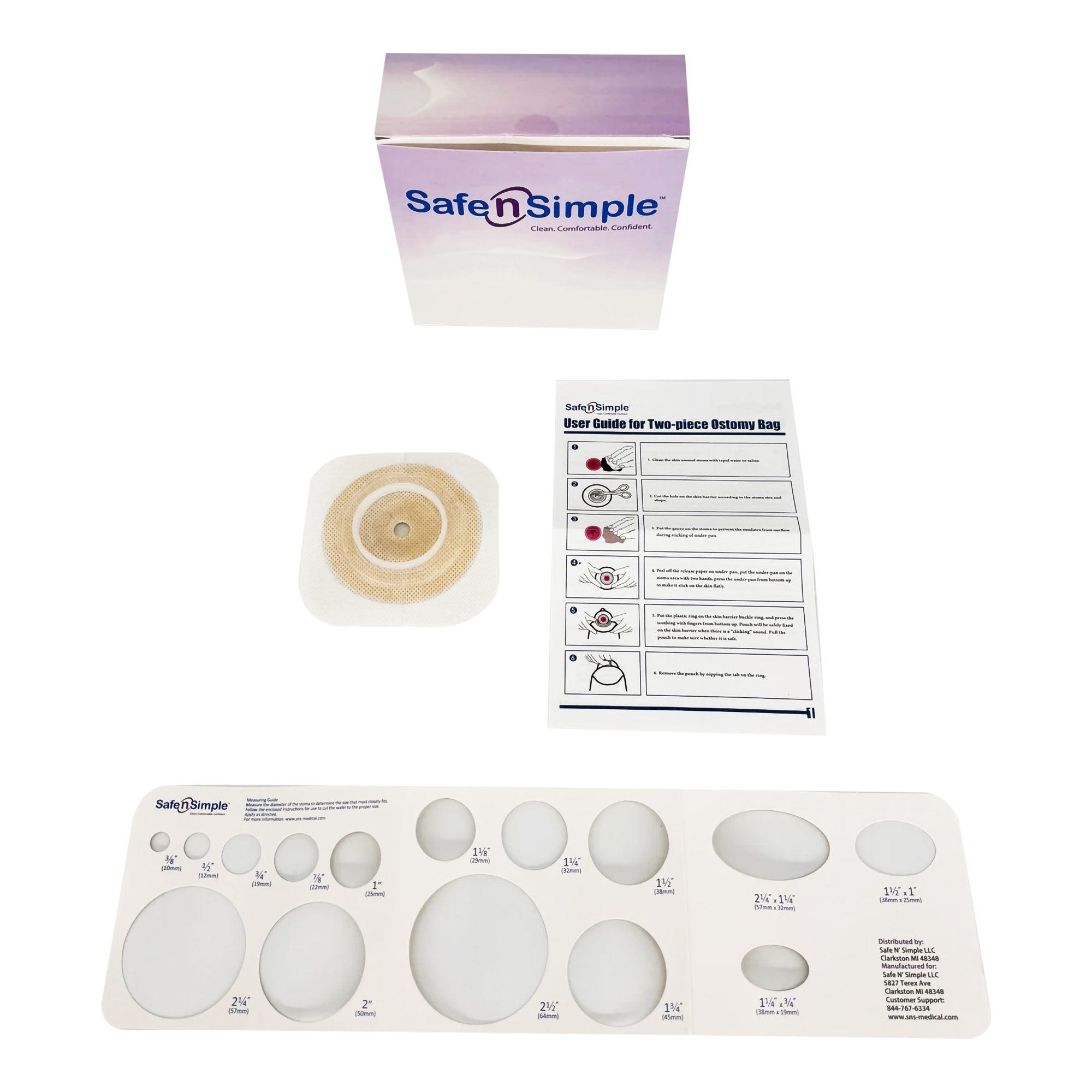 Ostomy Barrier Trim to Fit, Standard Wear Flexible Tape 45 mm Flange Up to 1 1/4 Inch Opening 4 1/2 X 4 1/2 Inch