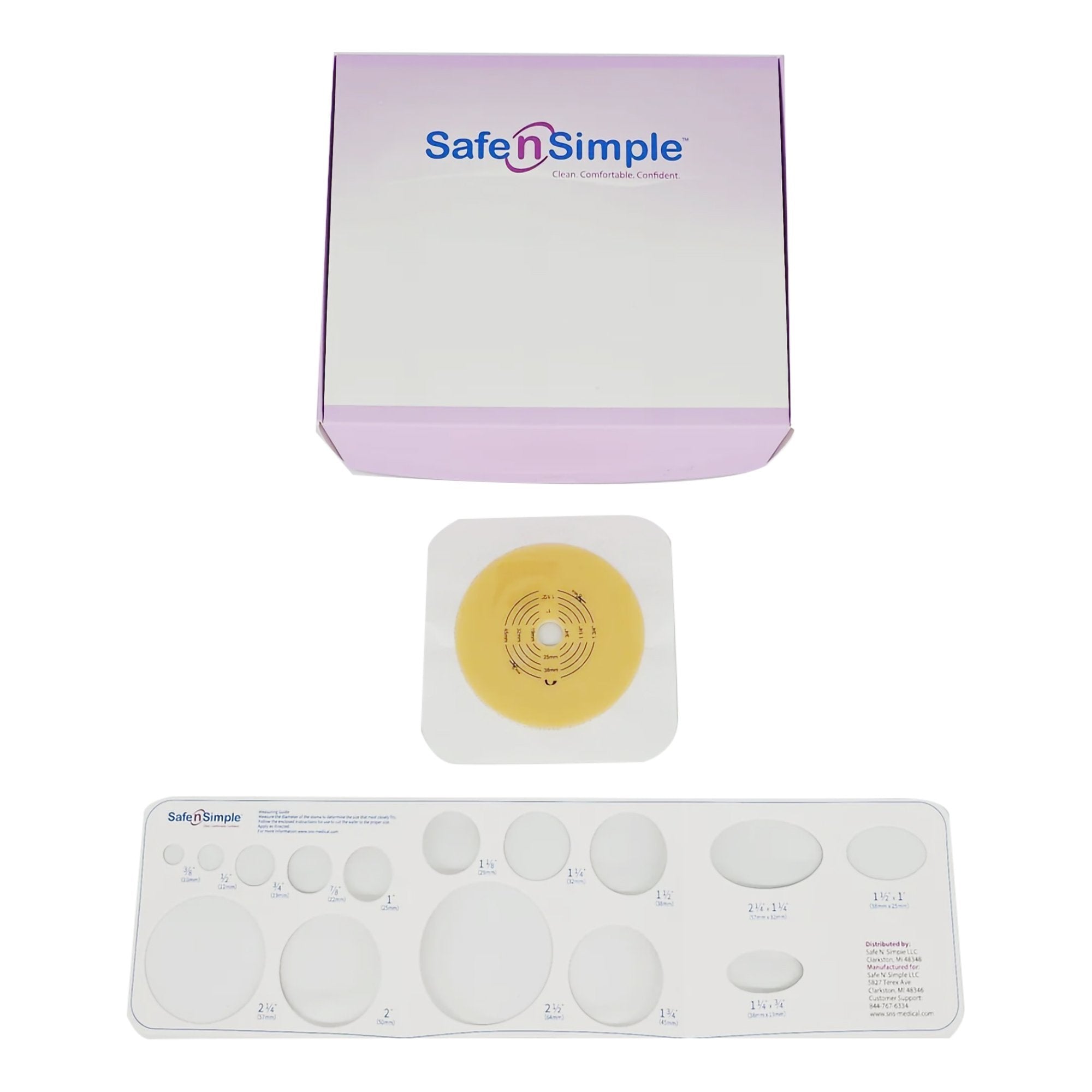 Ostomy Barrier Trim to Fit, Standard Wear Flexible Tape 57 mm Flange Red Code System Up to 1 3/4 Inch Opening 5 X 5 Inch
