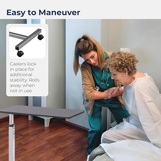 overbed table drive non tilt adjustment handle 28 to 45 inch height range packaging type case