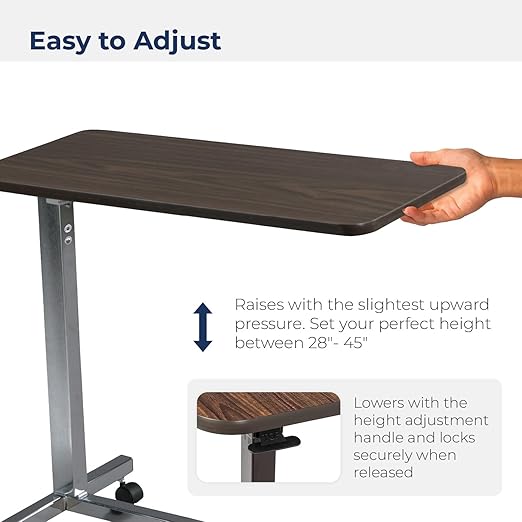 overbed table drive non tilt adjustment handle 28 to 45 inch height range packaging type case