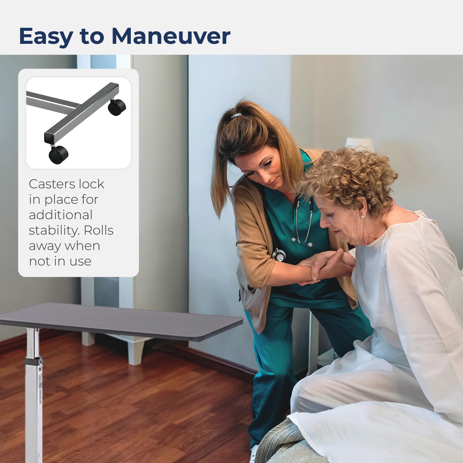 overbed table non tilt w chrome finish 30 x15