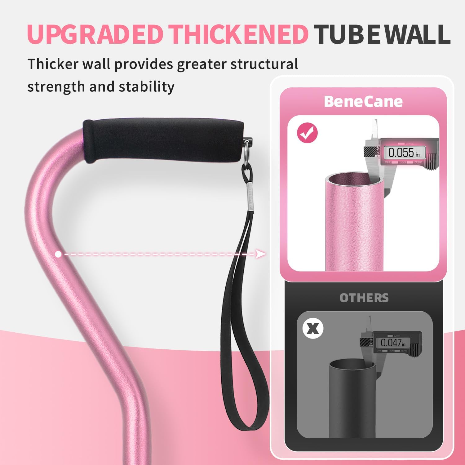 walking cane for men women adjustable cane with offset soft cushioned handle portable lightweight sturdy mobility walker aid for elderly seniors collapsible cane 1