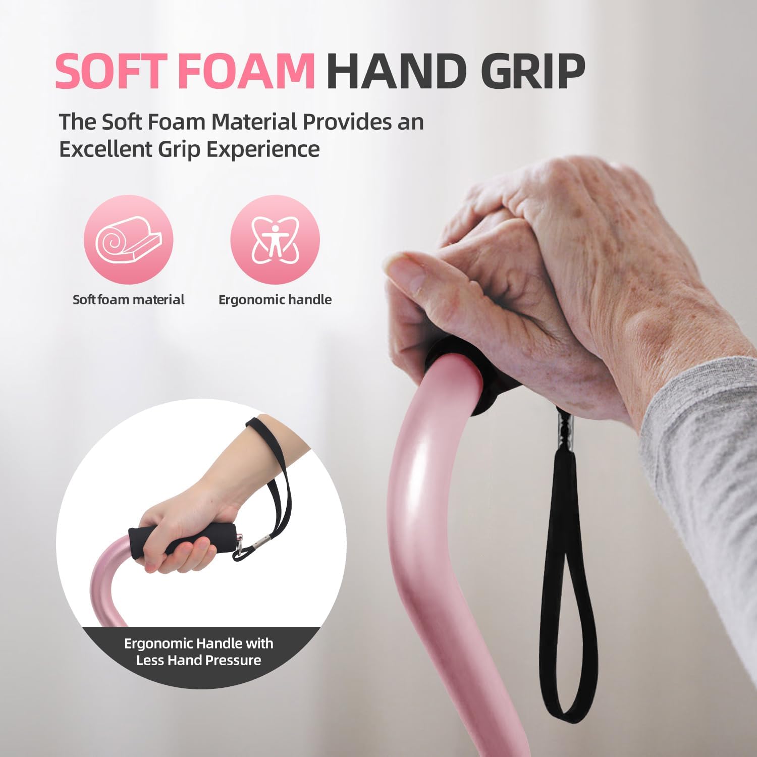 walking cane for men women adjustable cane with offset soft cushioned handle portable lightweight sturdy mobility walker aid for elderly seniors collapsible cane 1