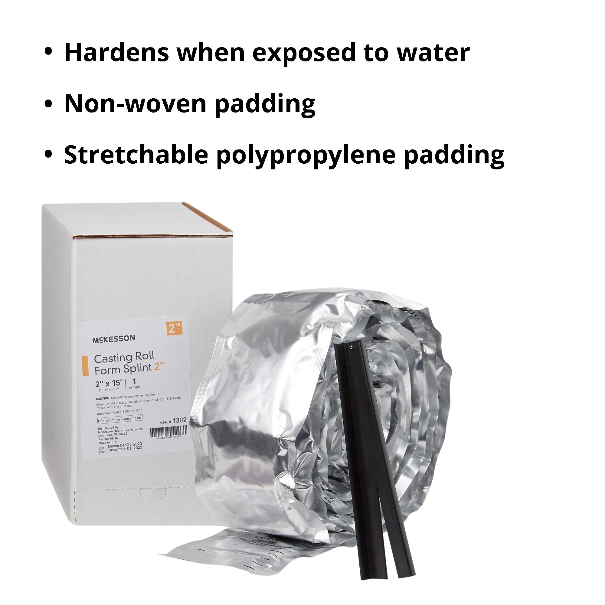 padded splint roll mckesson 2 inch x 15 foot fiberglass white packaging type box