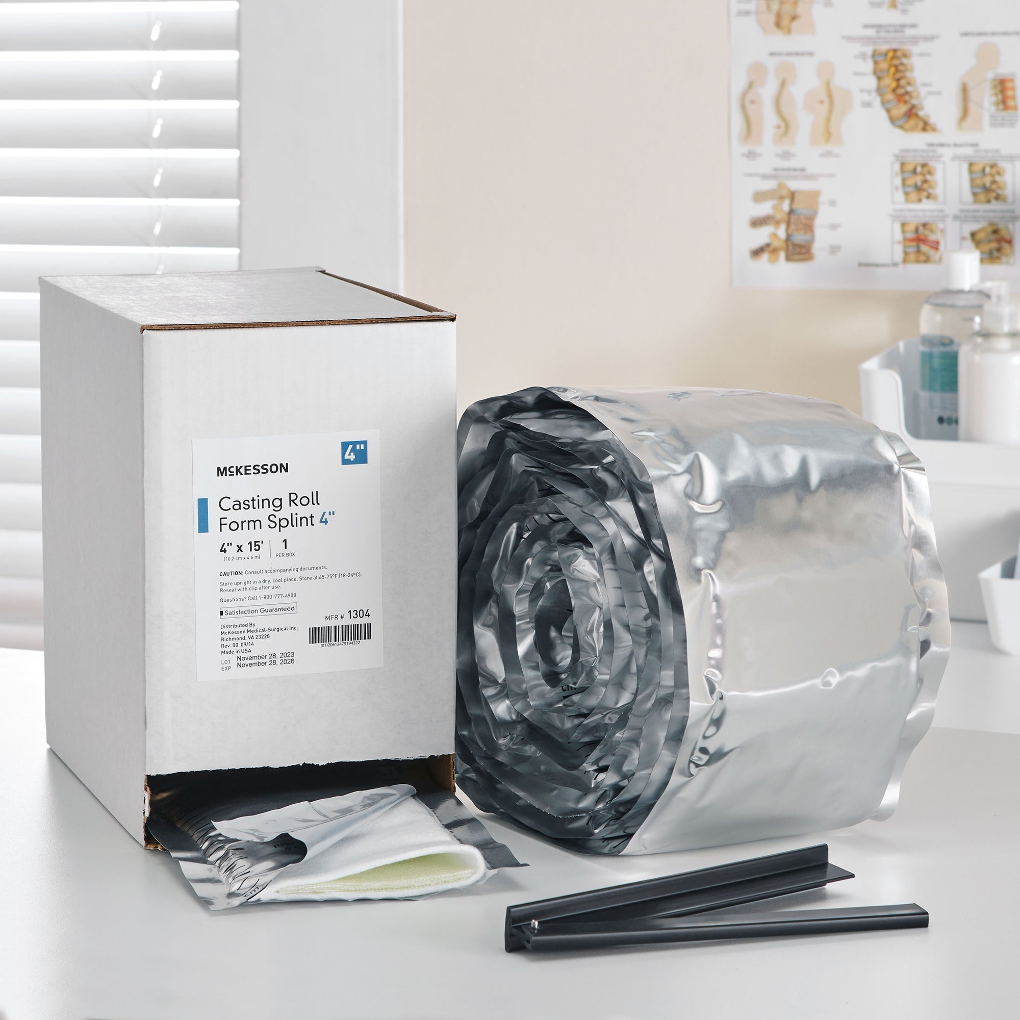 padded splint roll mckesson 4 inch x 15 foot fiberglass white packaging type box