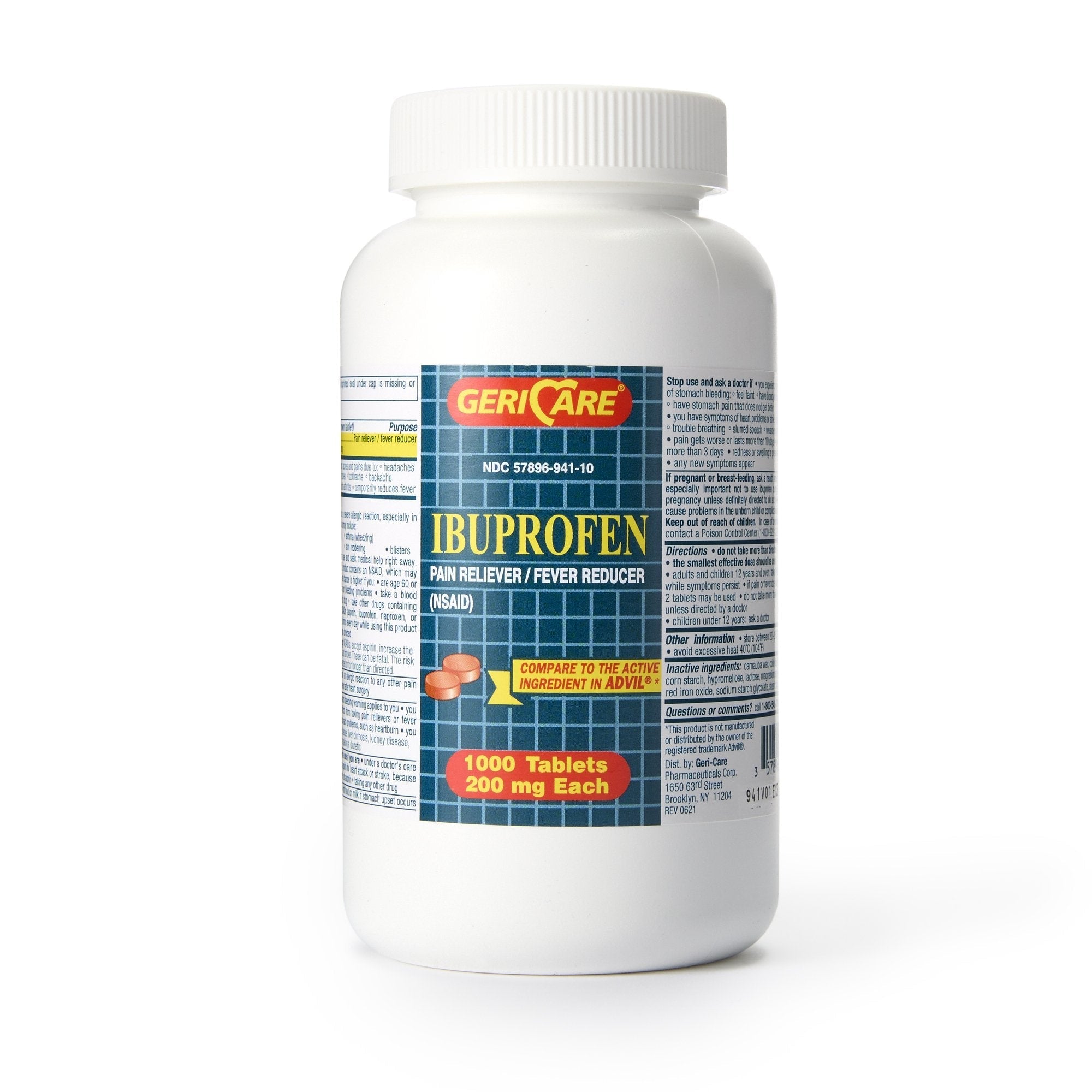 Pain Relief Geri Care 200 mg Strength Ibuprofen Tablet 1000 Per Bottle