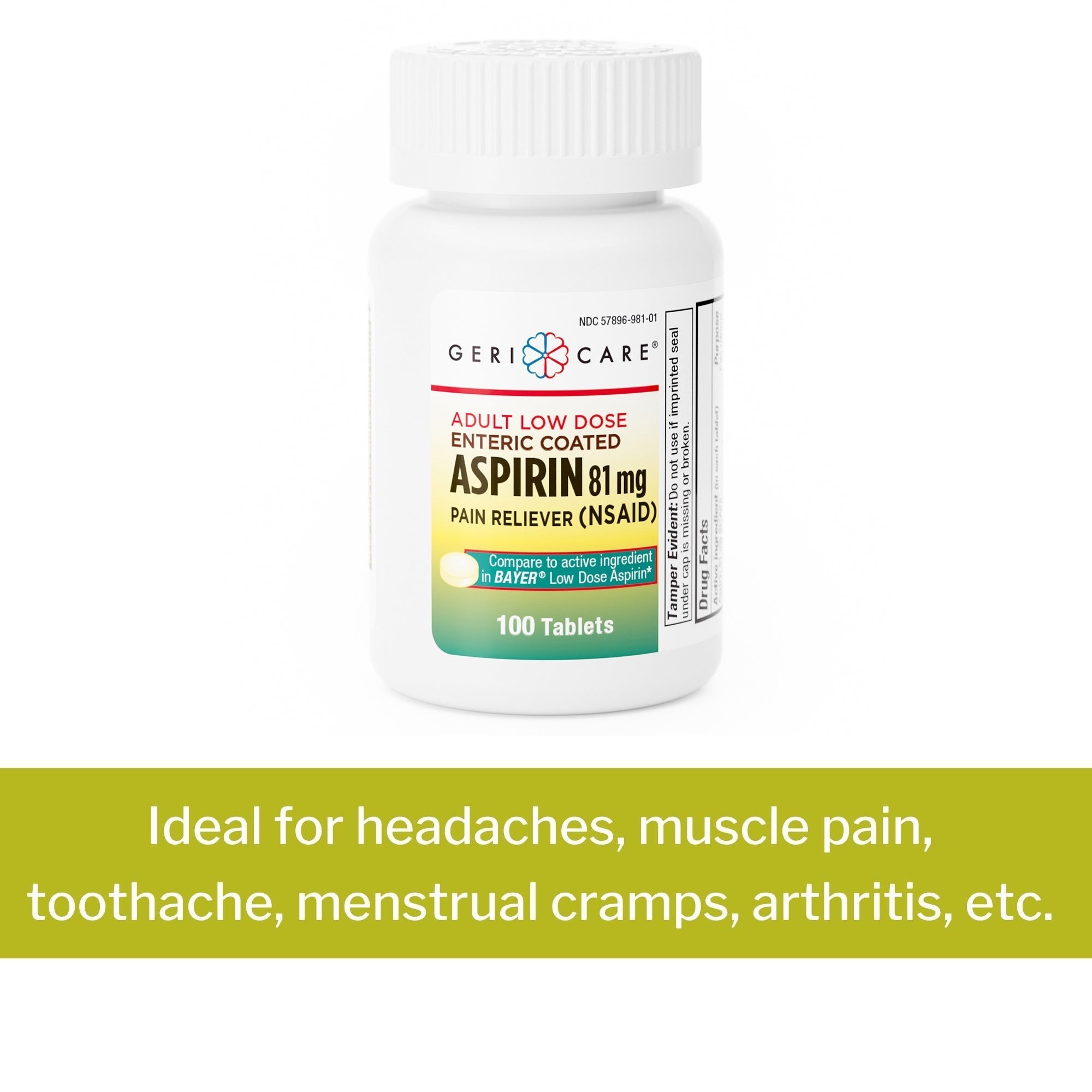 pain relief mckesson brand 81 mg strength aspirin tablet 100 per bottle packaging type case