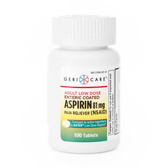 Pain Relief McKesson Brand 81 mg Strength Aspirin Tablet 100 per Bottle