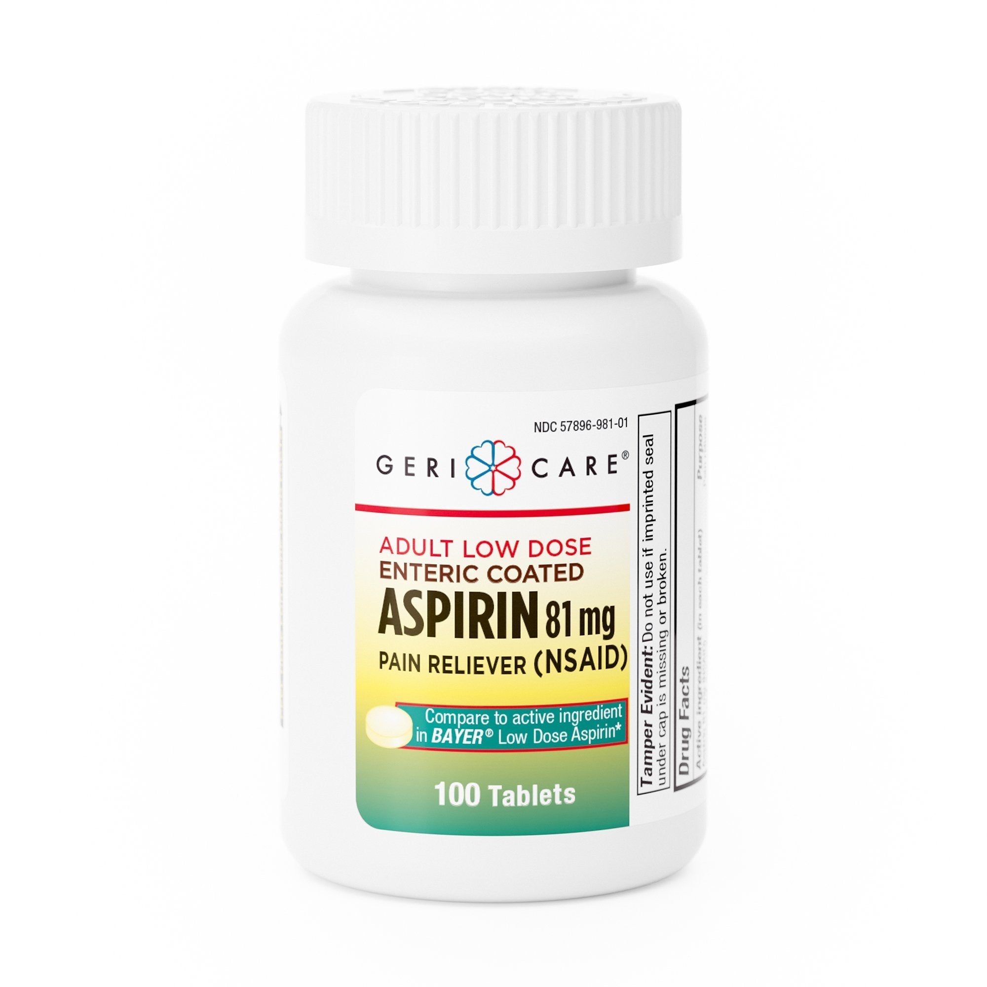 Pain Relief McKesson Brand 81 mg Strength Aspirin Tablet 100 per Bottle