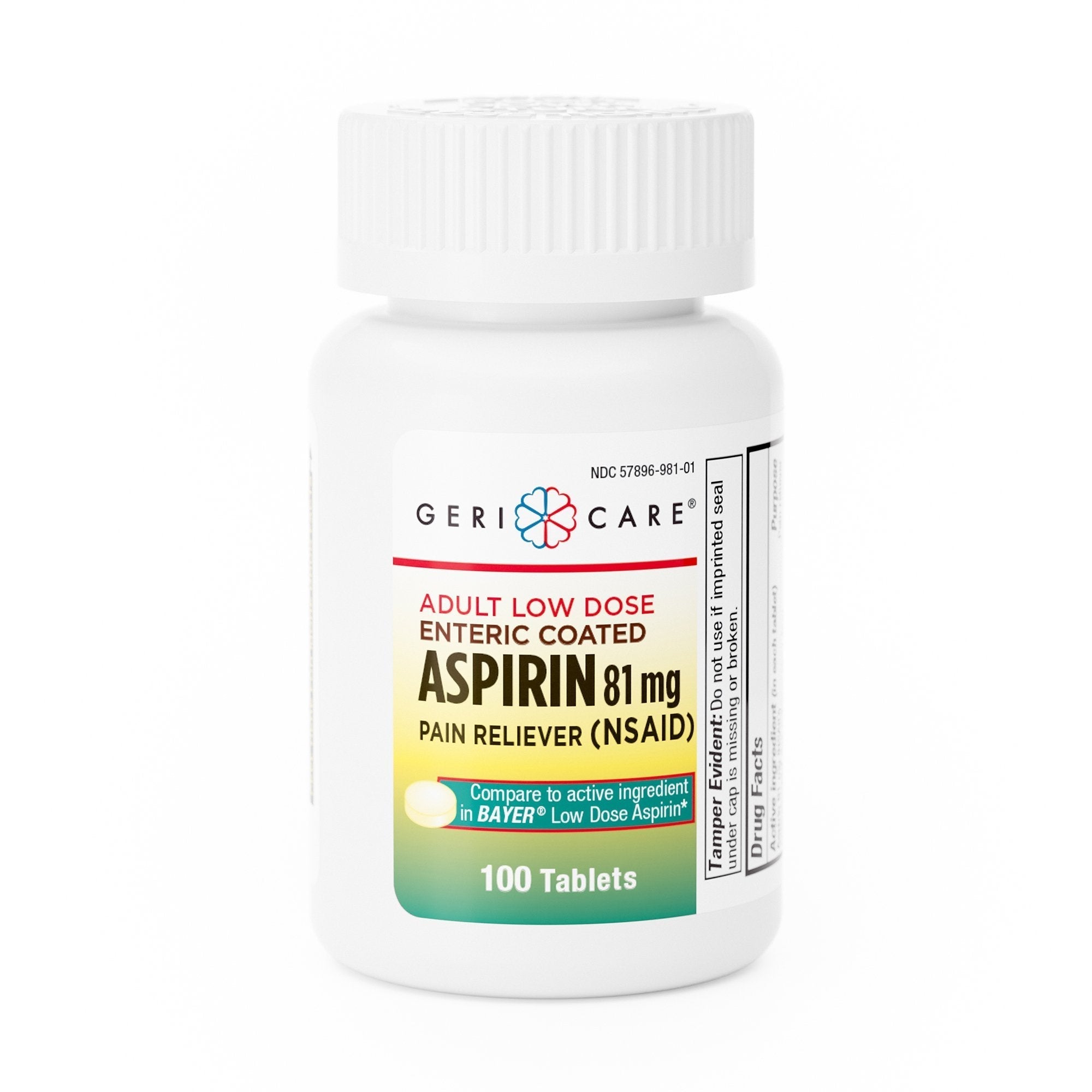 Pain Relief McKesson Brand 81 mg Strength Aspirin Tablet 100 per Bottle