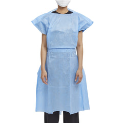 Patient Exam Gown Halyard One Size Fits Most Blue Disposable