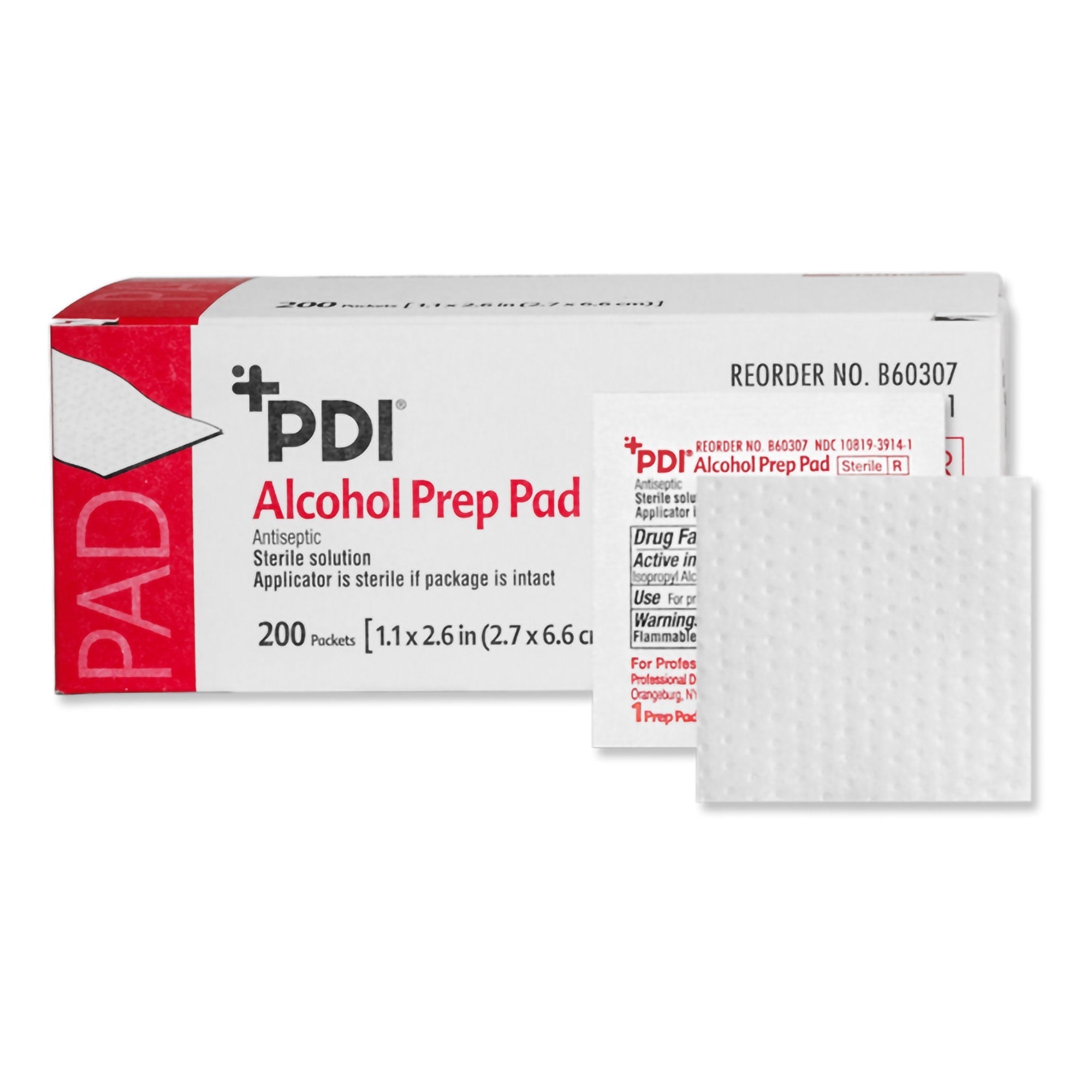Alcohol Prep Pad PDI 70% Strength Isopropyl Alcohol Individual Packet Medium Sterile
