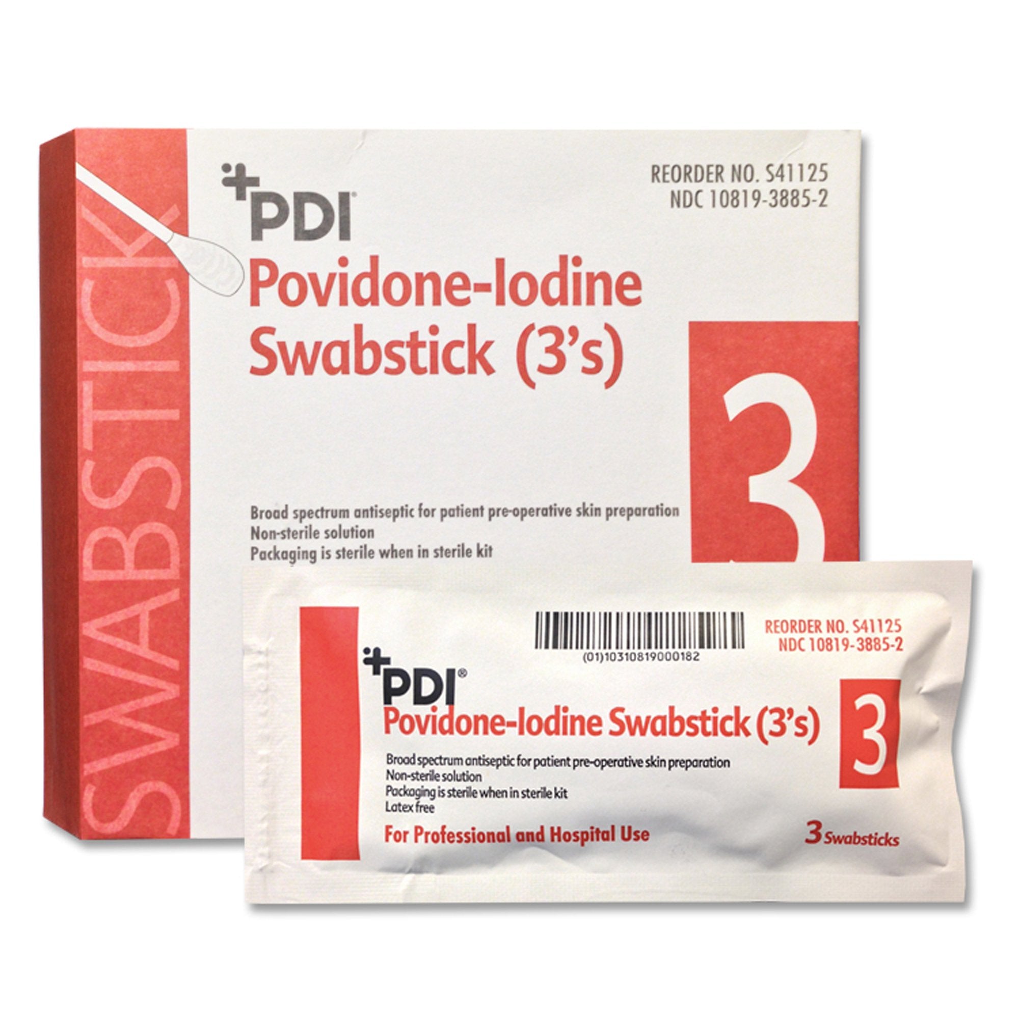 Impregnated Swabstick PDI 10% Strength Povidone Iodine Individual Packet NonSterile